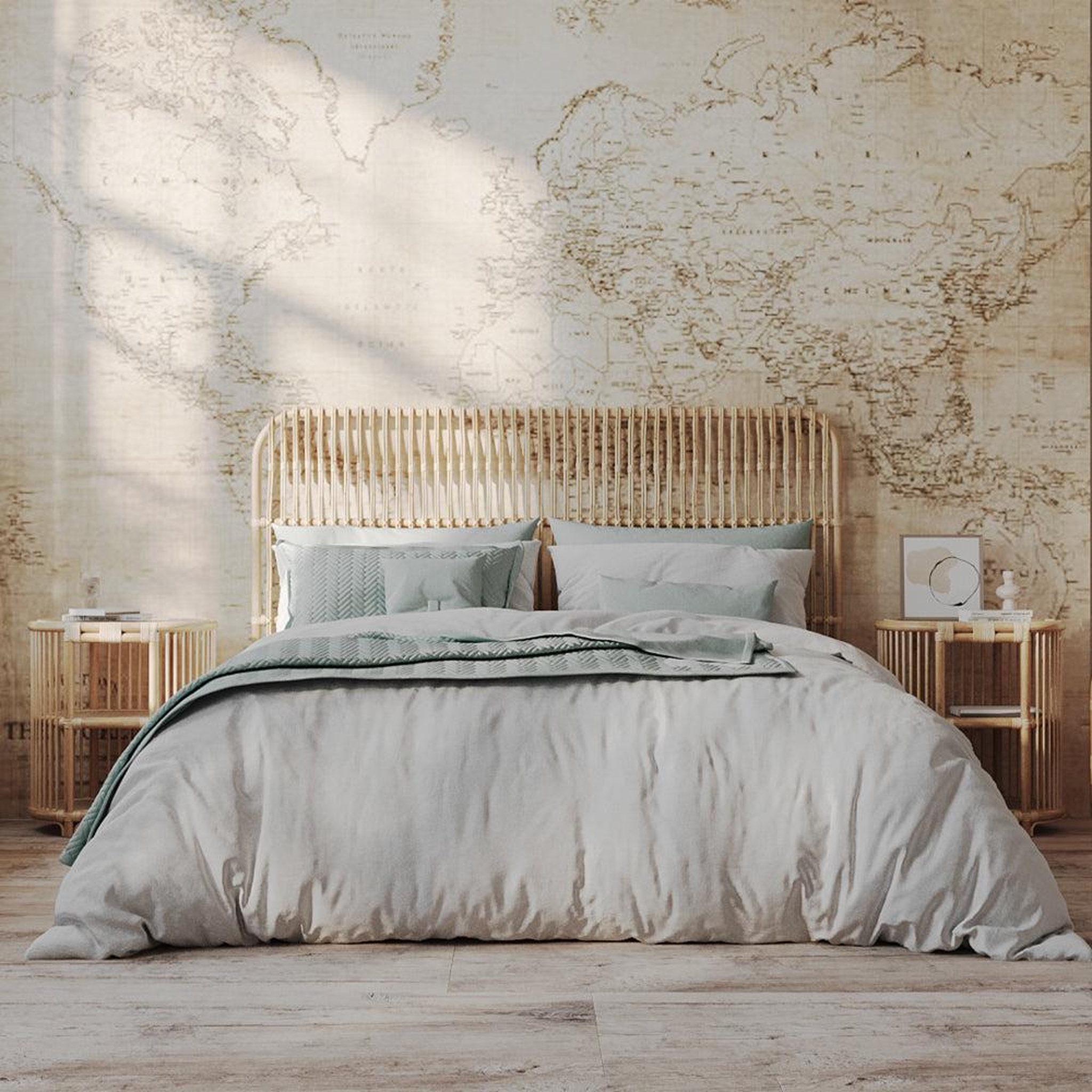 Voir la diapositive 5 : MAISON PAVANE Tête de lit en rotin naturel 140 cm-morphée