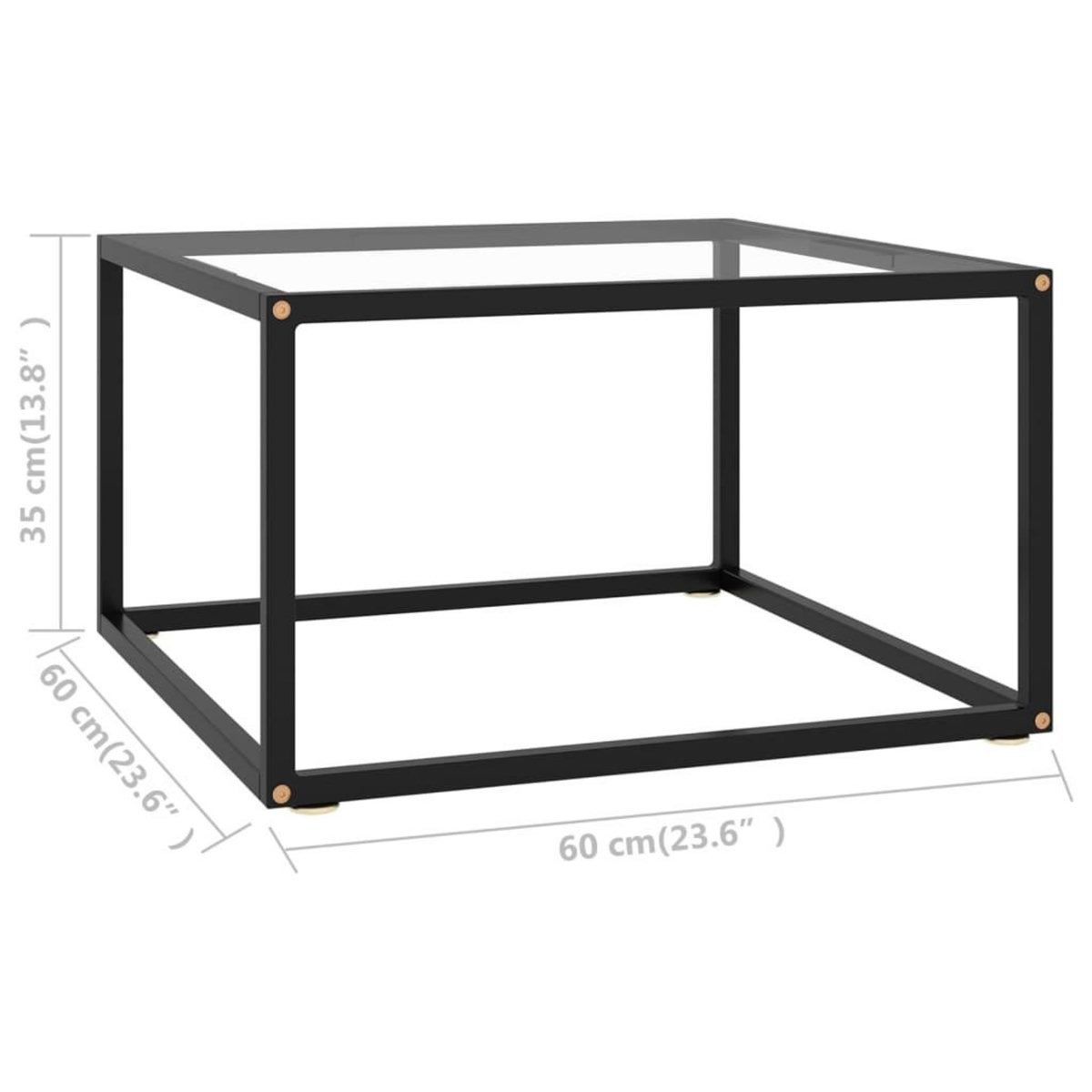 VIDAXL Table basse Noir avec verre trempe 60x60x35 cm