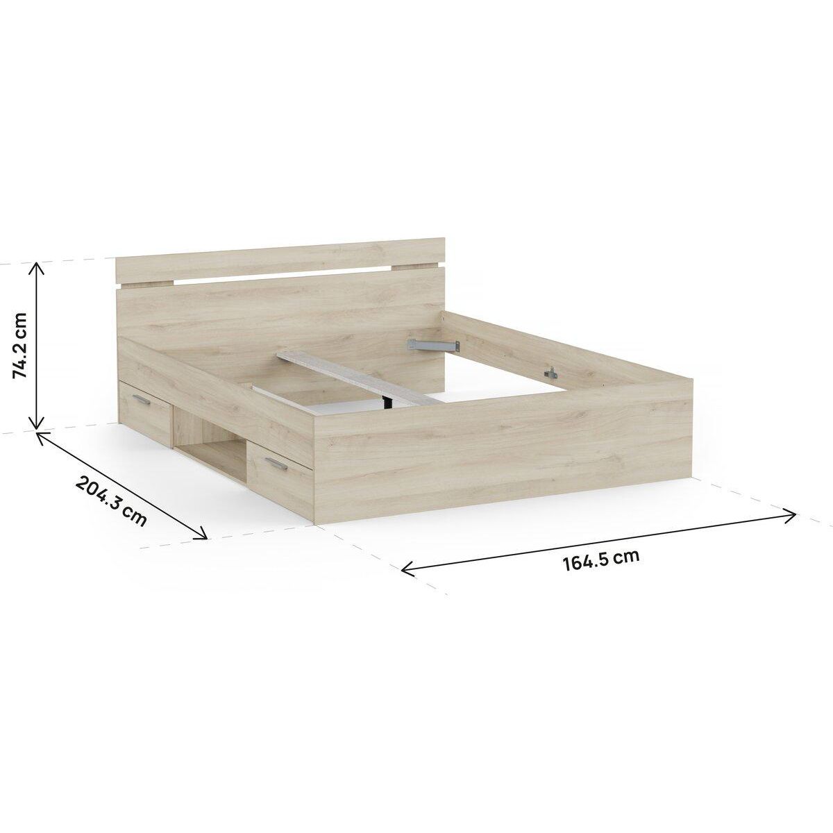 Habitat et Jardin Lit Double en bois  Michigan  - 160 x 200 cm - Marron