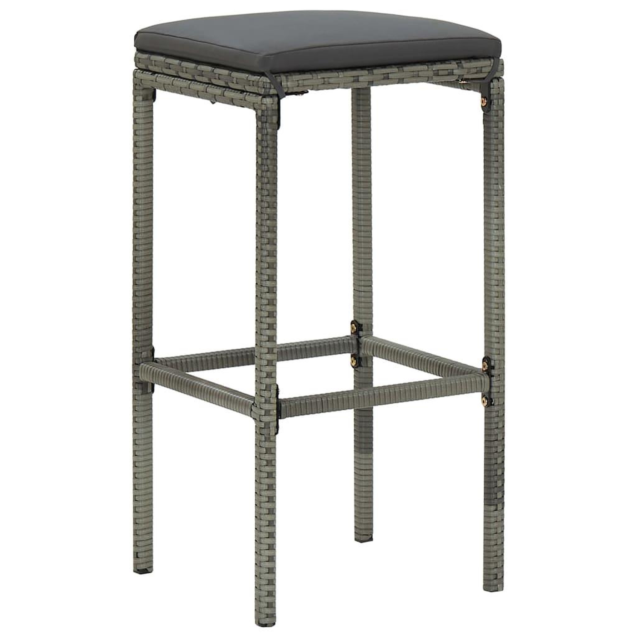 Voir la diapositive 4 : VIDAXL Ensemble de bar de jardin 5 pcs et coussins Resine tressee Gris