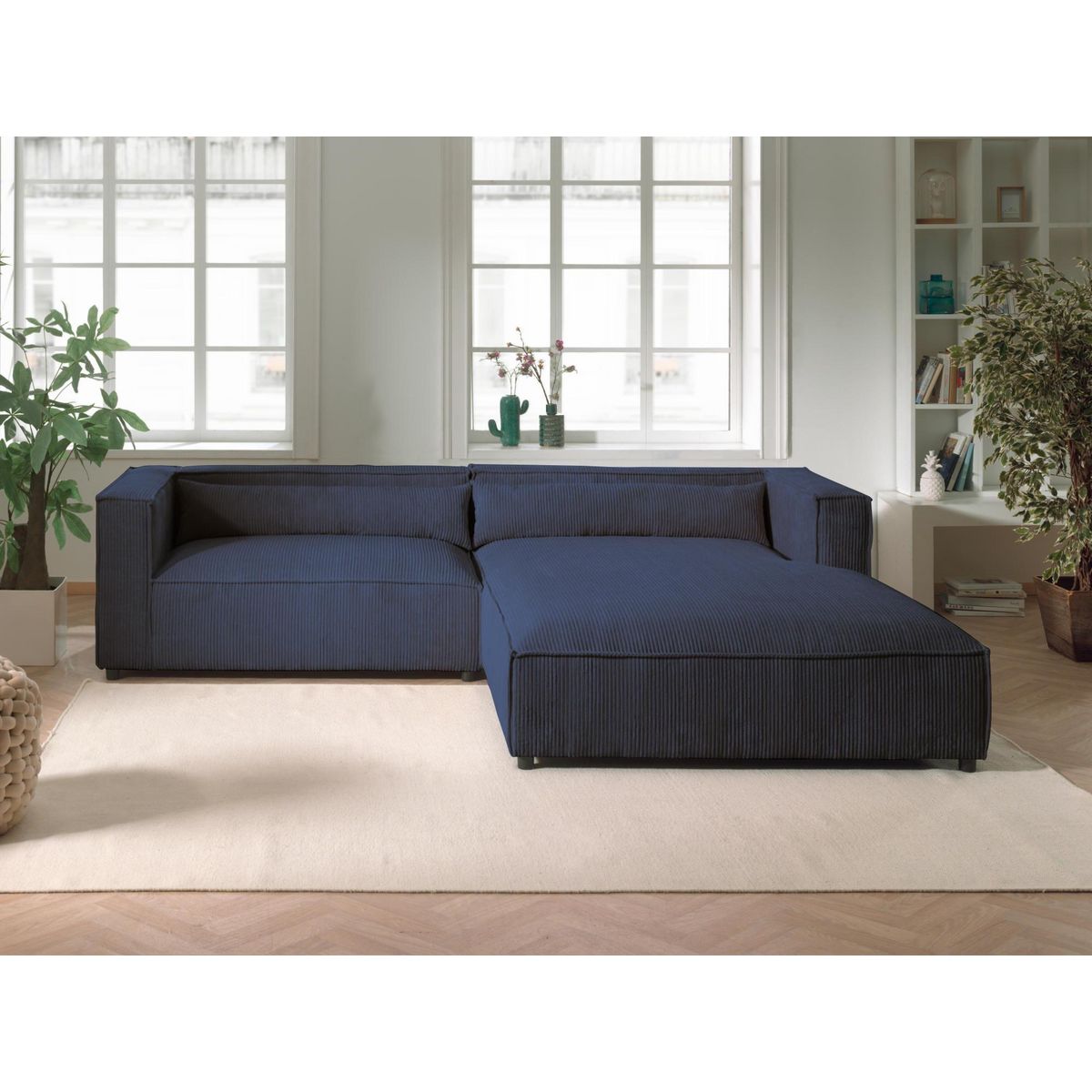 LISA DESIGN Ela - canapé d'angle droit 4 places - en velours côtelé - style contemporain