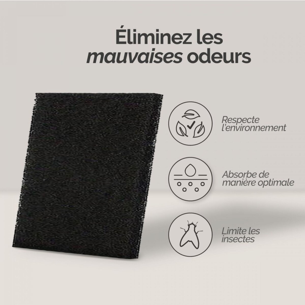 LINXOR Lot de 5 filtres à charbon actif pour composteur, poubelle à compost - Carré