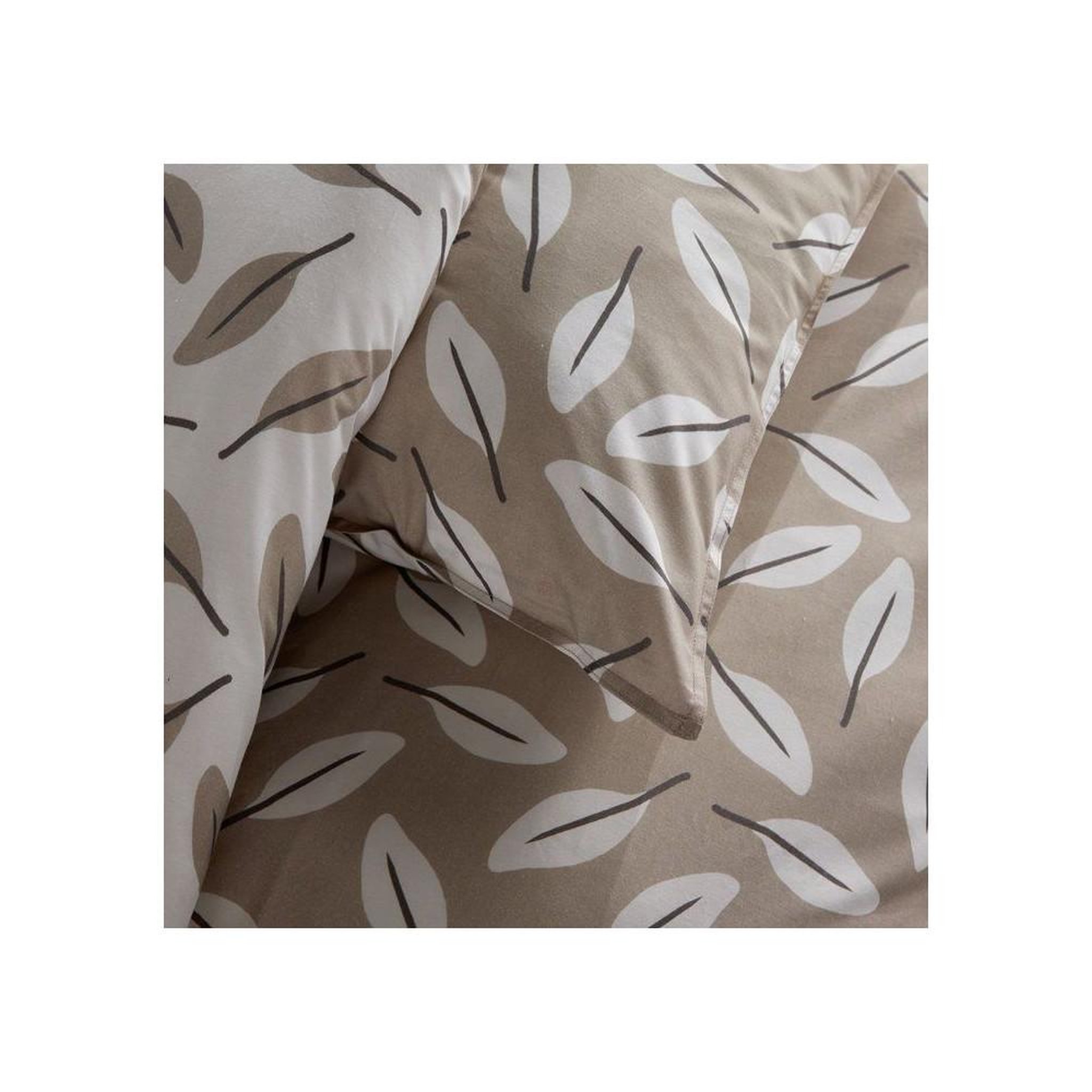 Voir la diapositive 3 : Today Parure de lit today sunshine coton beige à motif floral feuillages 240x220 cm avec 2 taies 63x63