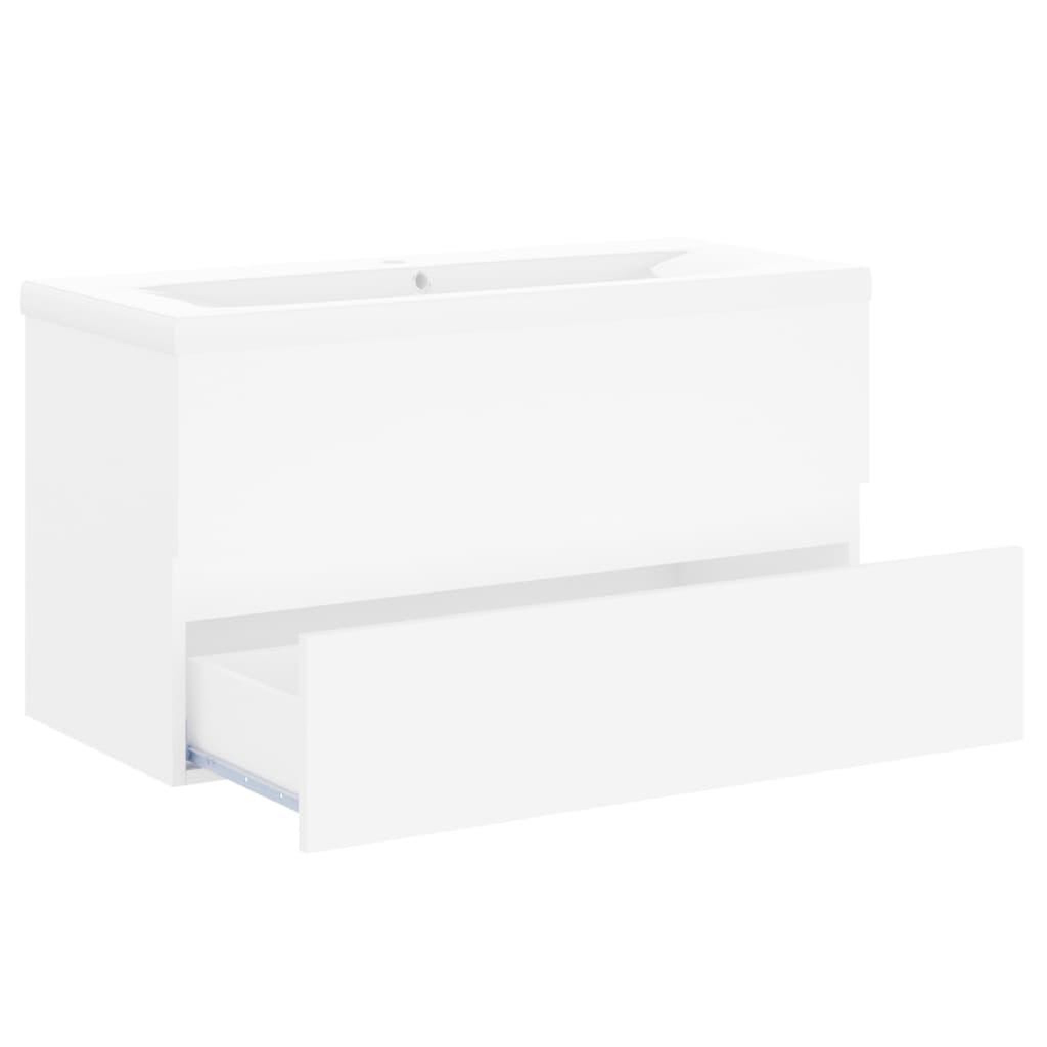Voir la diapositive 4 : VIDAXL Armoire d'evier avec lavabo integre Blanc Bois d'ingenierie