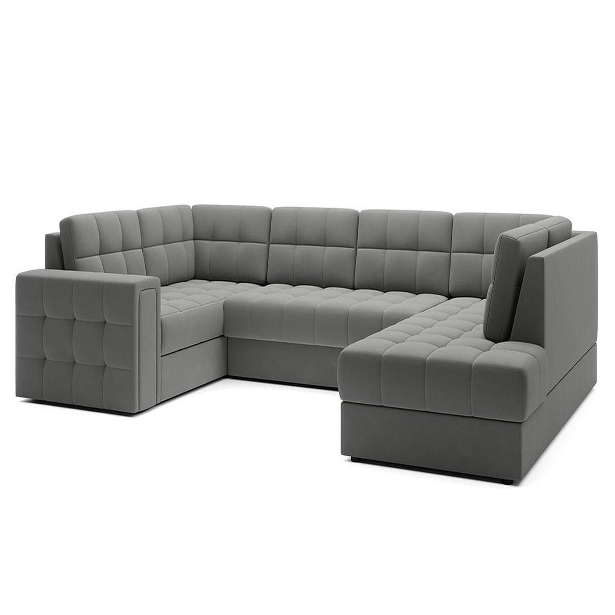 Voir la diapositive 5 : BEST MOBILIER Nappa - canapé panoramique d'angle gauche 7 places convertible avec coffre en velours