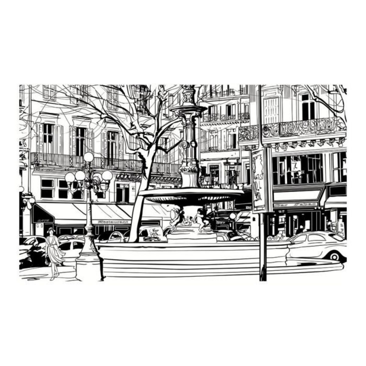 Paris Prix Papier Peint  Sketch of Parisian Fountain II  270x450cm