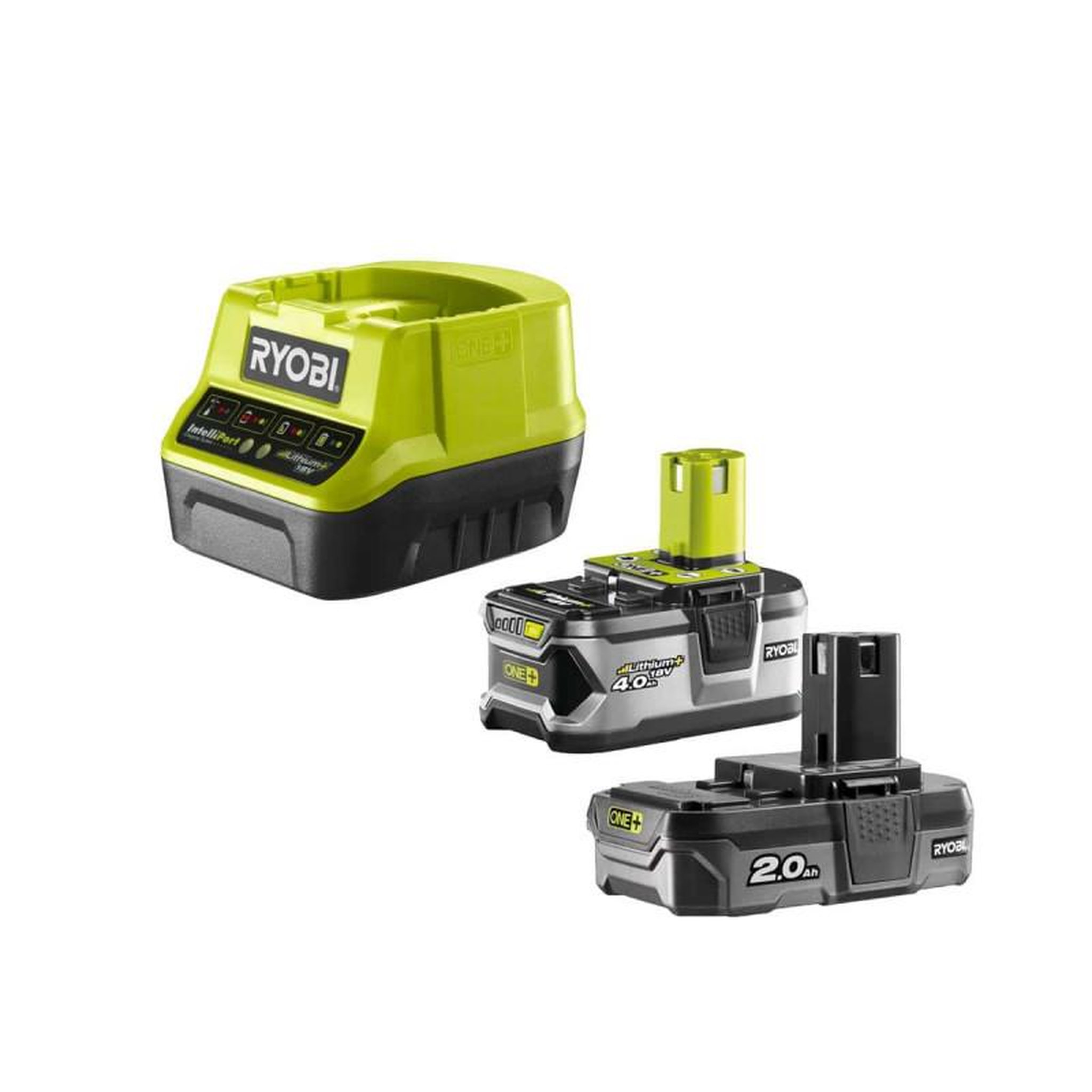 Ryobi Pack 2 batteries ryobi 18v one+ 4.0ah et 2.0ah - chargeur rapide 2.0ah lithium-ion rc18120-242