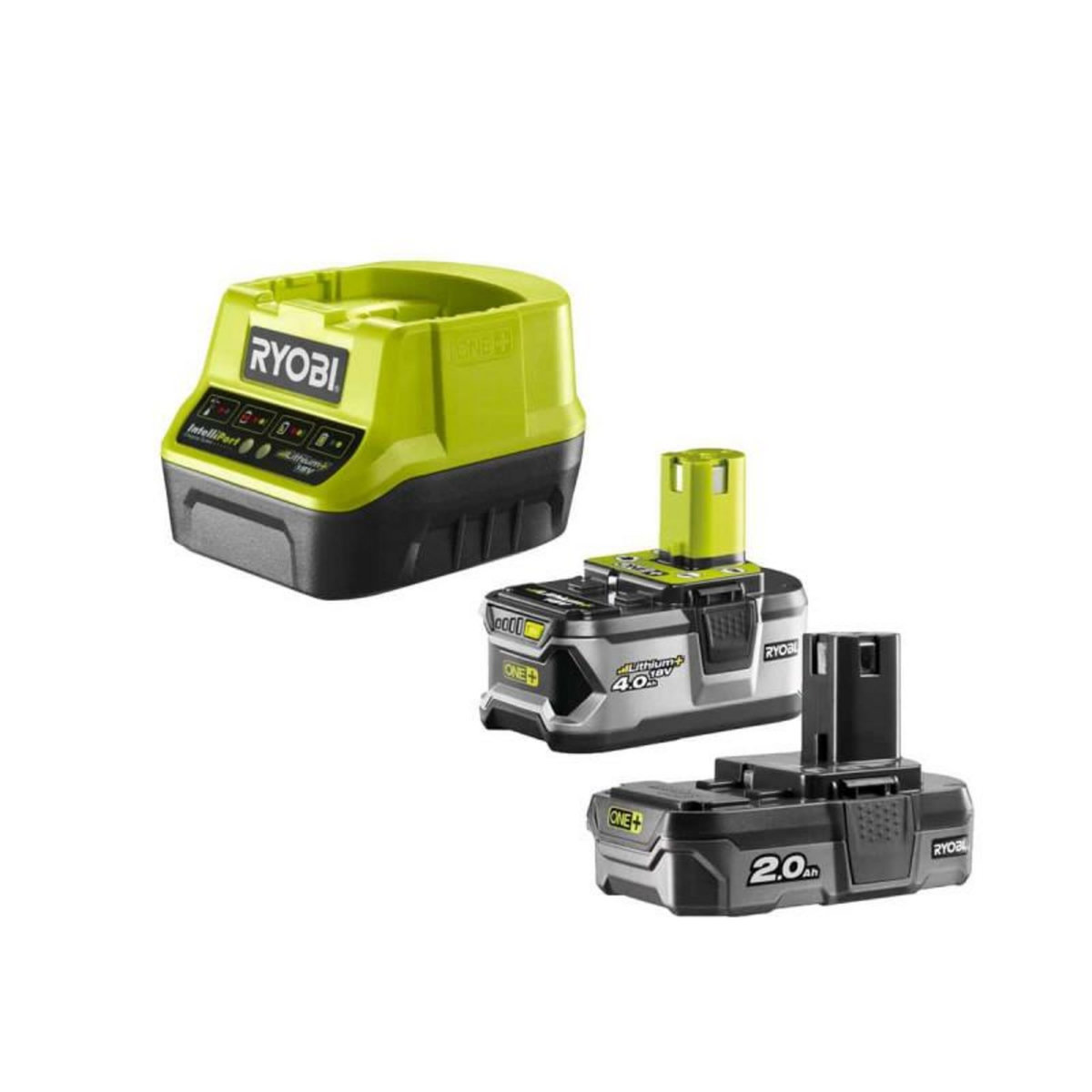 Ryobi Pack 2 batteries RYOBI 18V One+ 4.0Ah et 2.0Ah - chargeur rapide 2.0Ah Lithium-ion RC18120-242