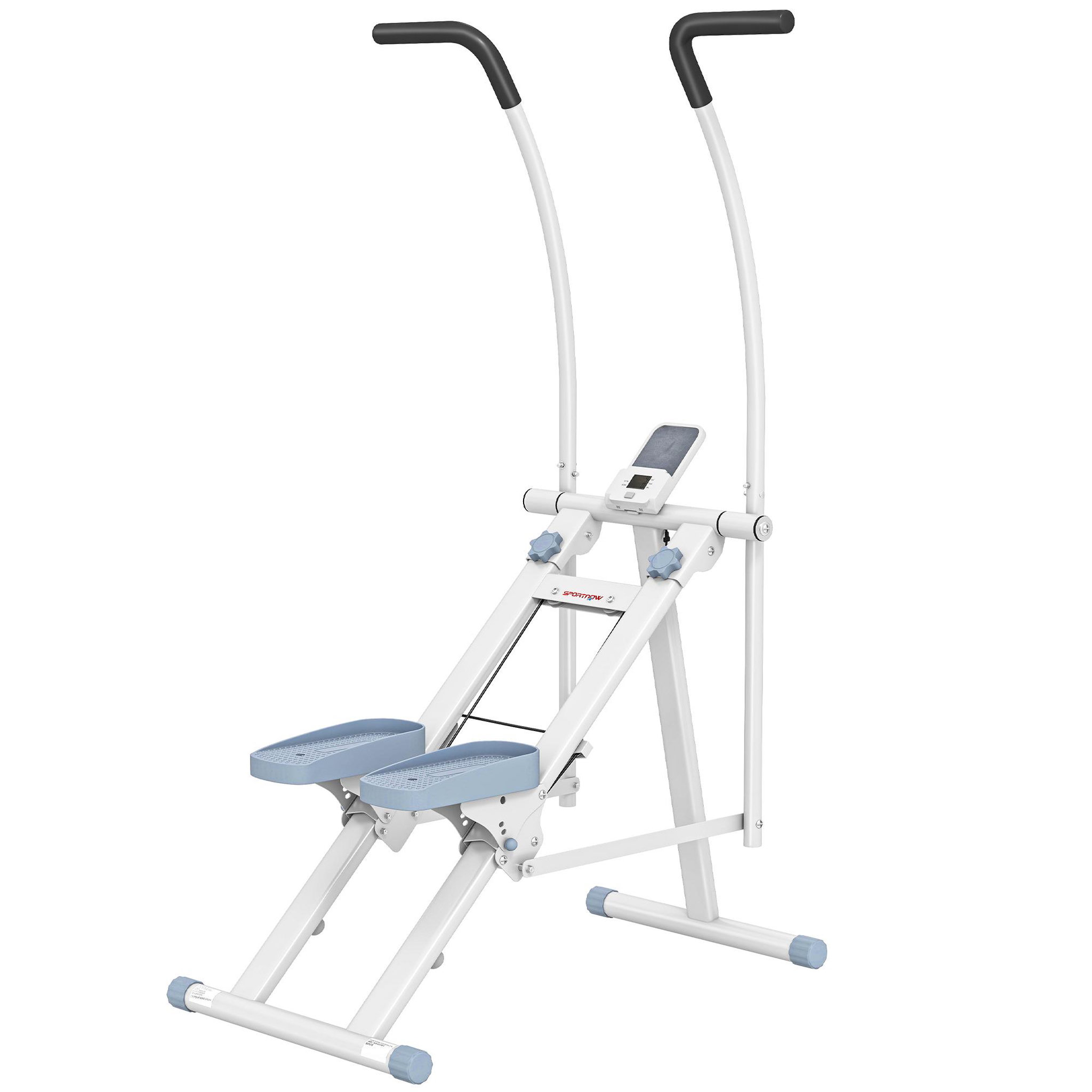 HOMCOM Stepper escalier pliable - stepper climber réglable - écran lcd multifonction bleu blanc