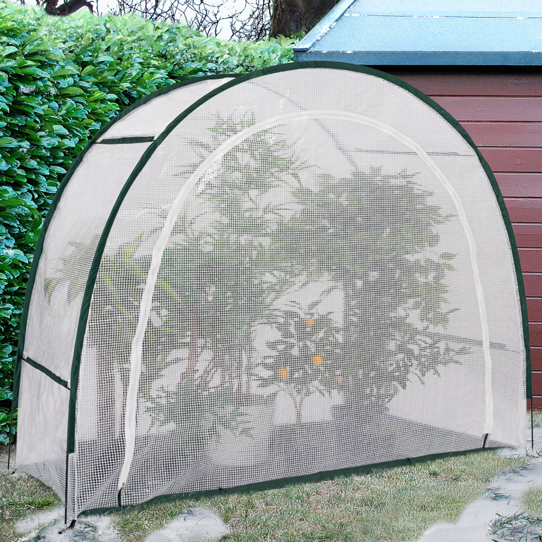 Voir la diapositive 3 : ID MARKET Serre d'hivernage demi lune 200 x 80 x 170 cm balcon et terrasse