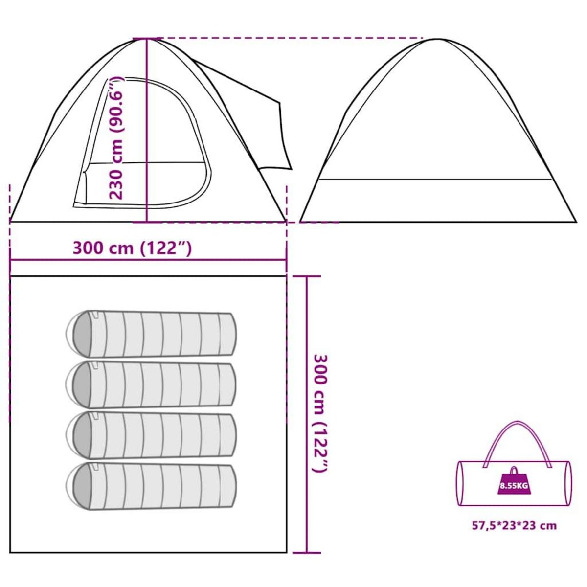 VIDAXL Tente de voiture 4 personnes bleu impermeable