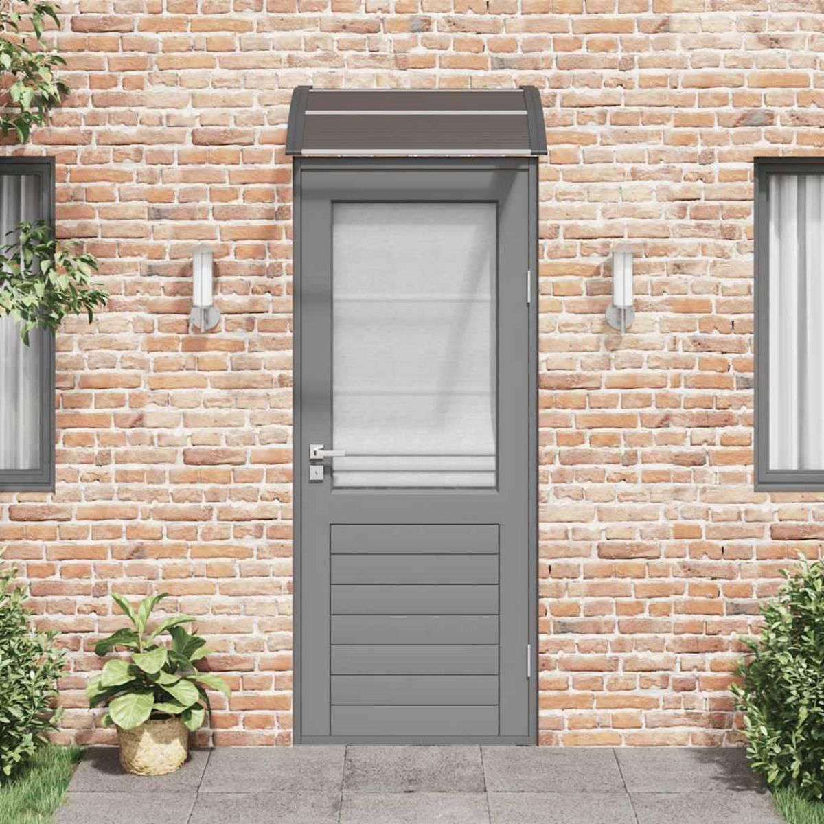 VIDAXL Auvent de porte noir 80 x 75 cm en polycarbonate