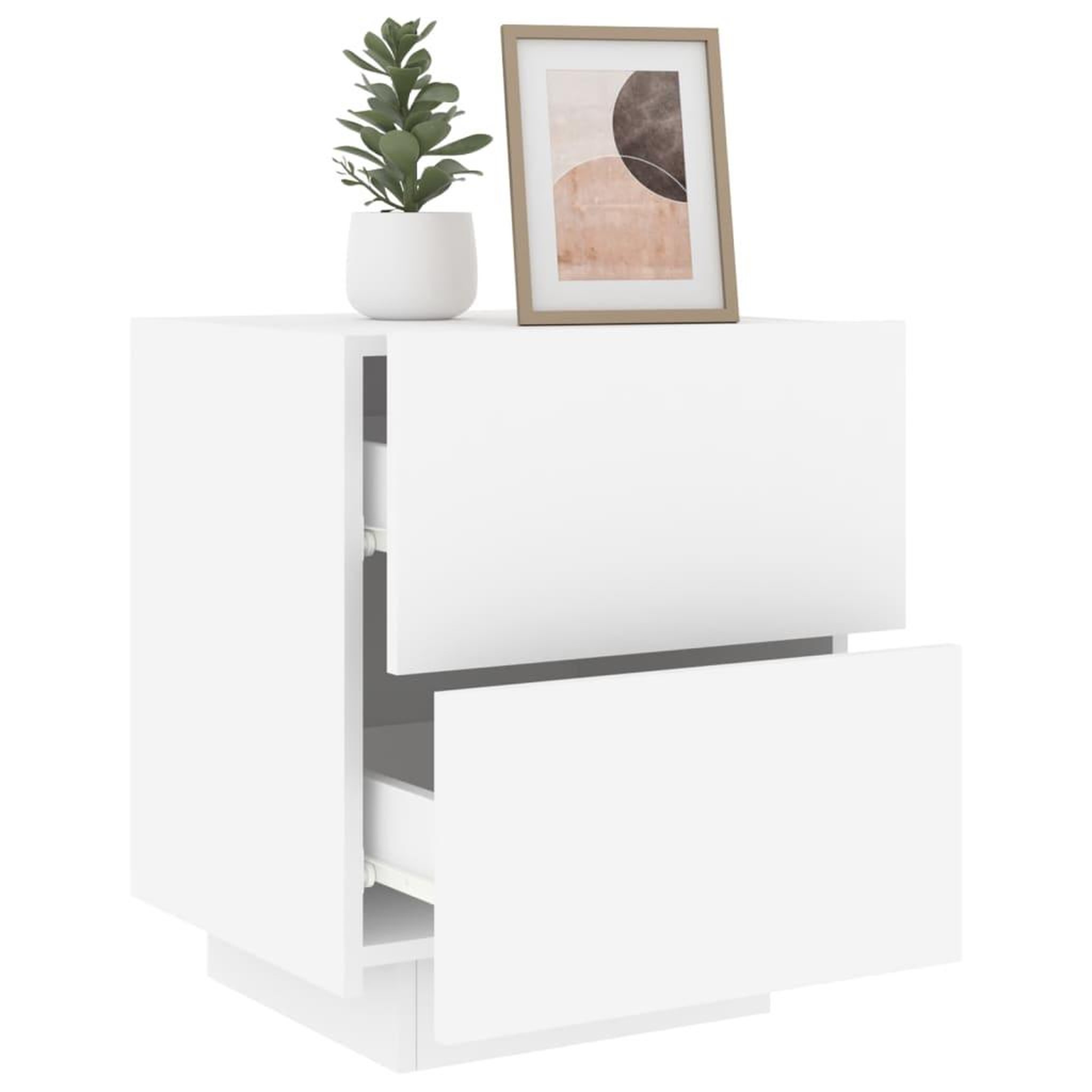 Voir la diapositive 5 : VIDAXL Armoire de chevet avec lumieres LED blanc bois d'ingenierie