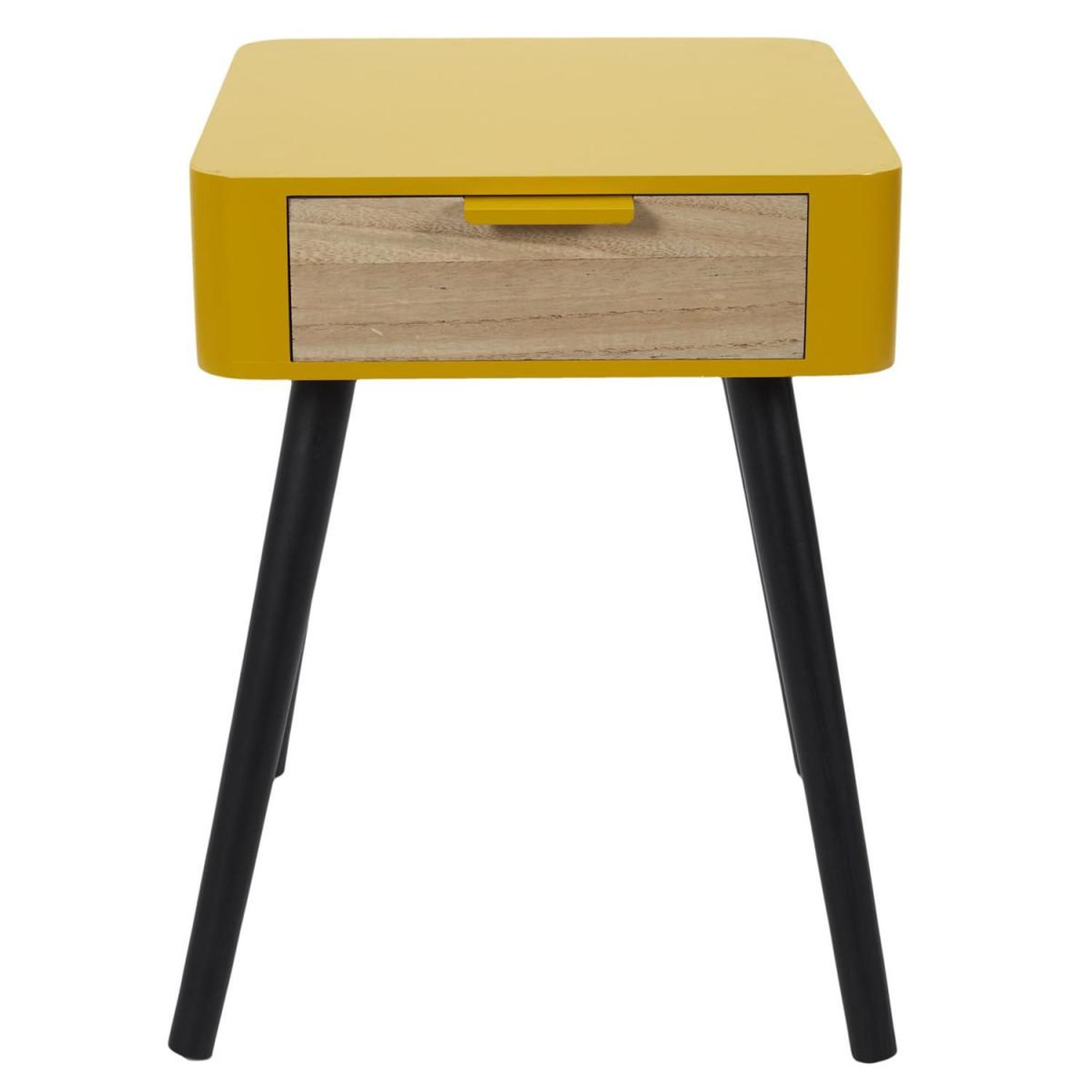 Voir la diapositive 2 : The Home Deco Factory Table de chevet 1 tiroir  bois  48cm jaune moutarde