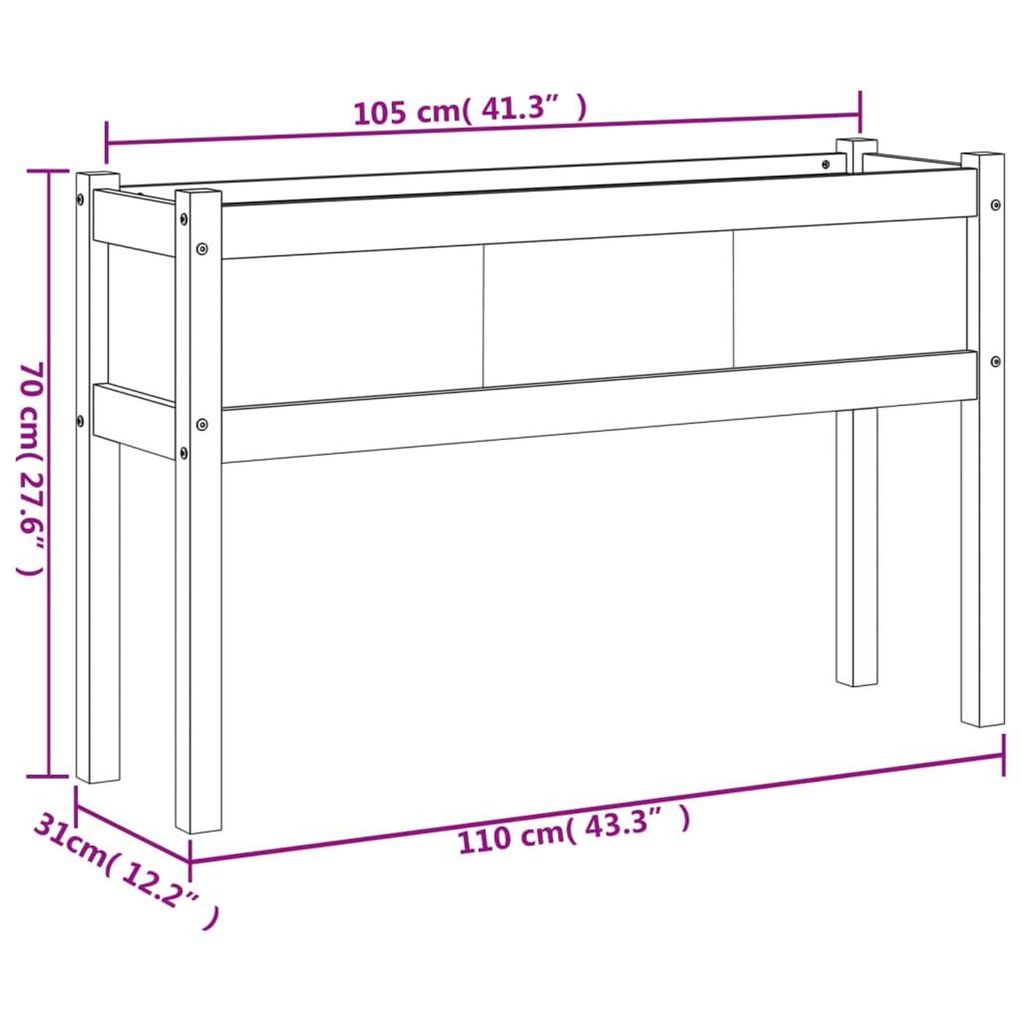 Voir la diapositive 6 : VIDAXL Jardiniere avec pieds 110x31x70 cm bois de pin impregne