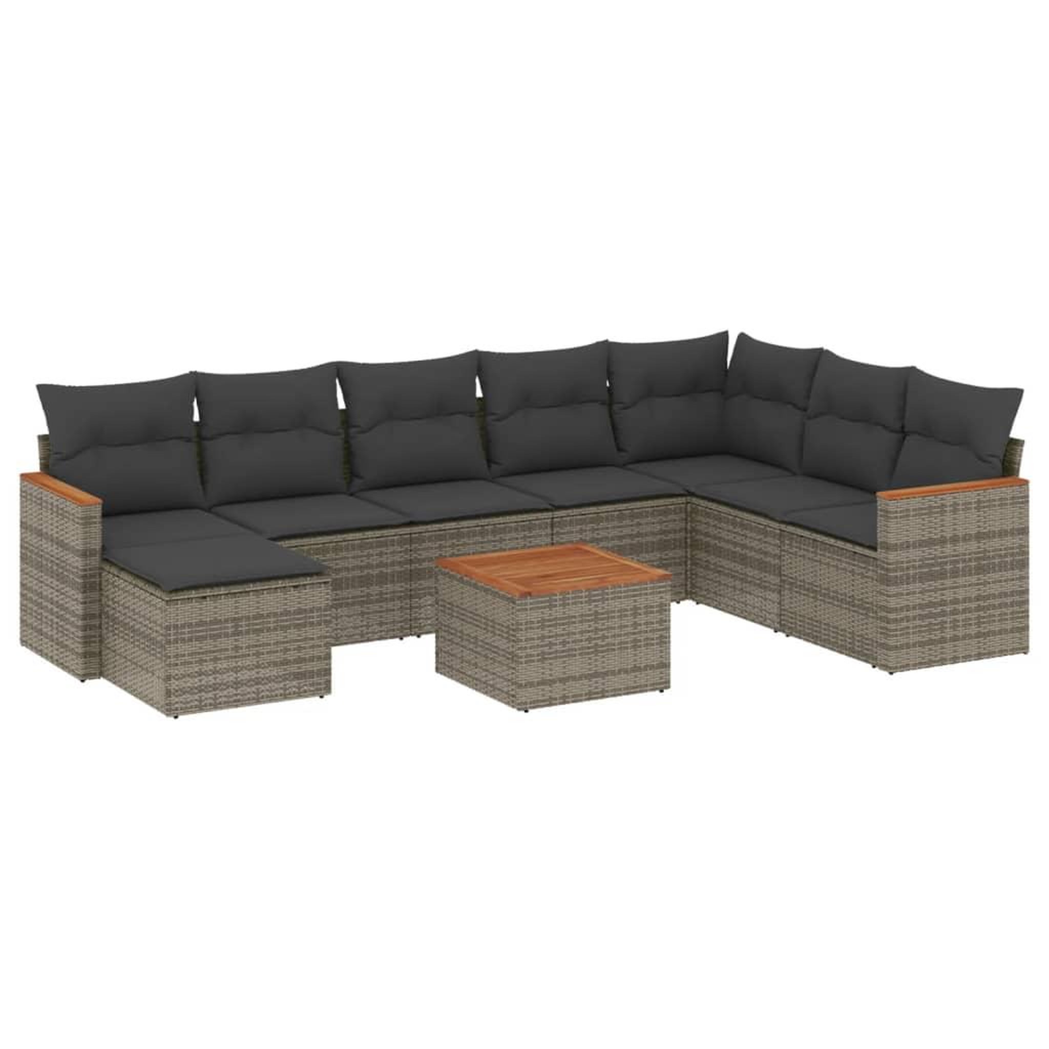 Voir la diapositive 2 : VIDAXL Salon de jardin 9 pcs avec coussins gris resine tressee