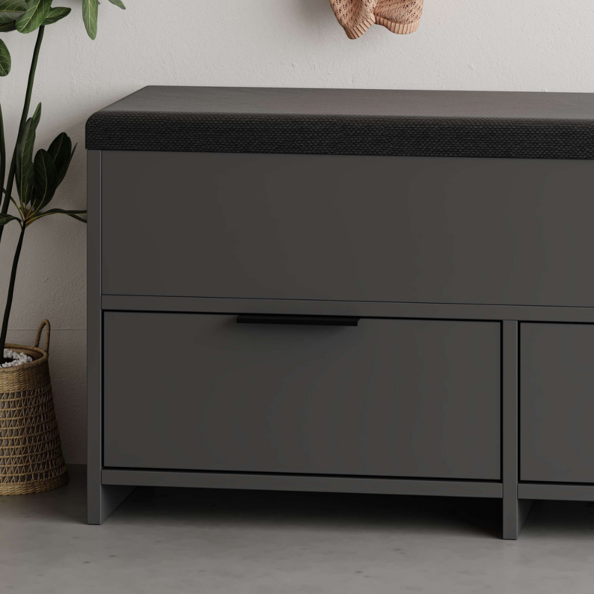 Voir la diapositive 6 : CONCEPT USINE Meuble à chaussures - 4 rangements - noir POLI