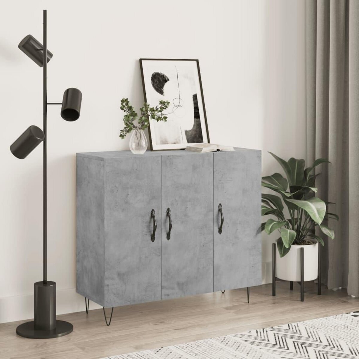 VIDAXL Buffet gris beton 90x34x80 cm bois d'ingenierie
