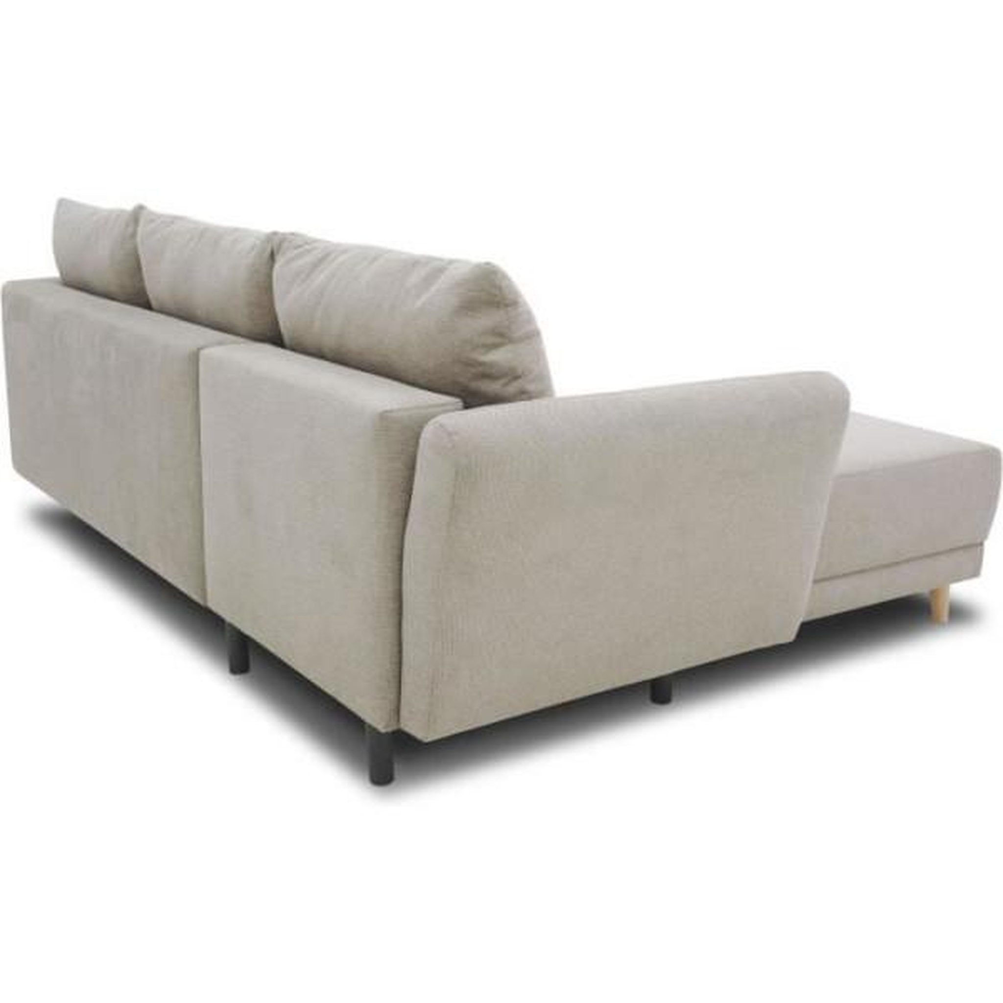 Voir la diapositive 6 : MARKET24 Canapé d'angle convertible réversible 3-4 places CLAUDIUS - Tissu Beige - Coffre de rangement - L 244 x P 158 x H 95 cm