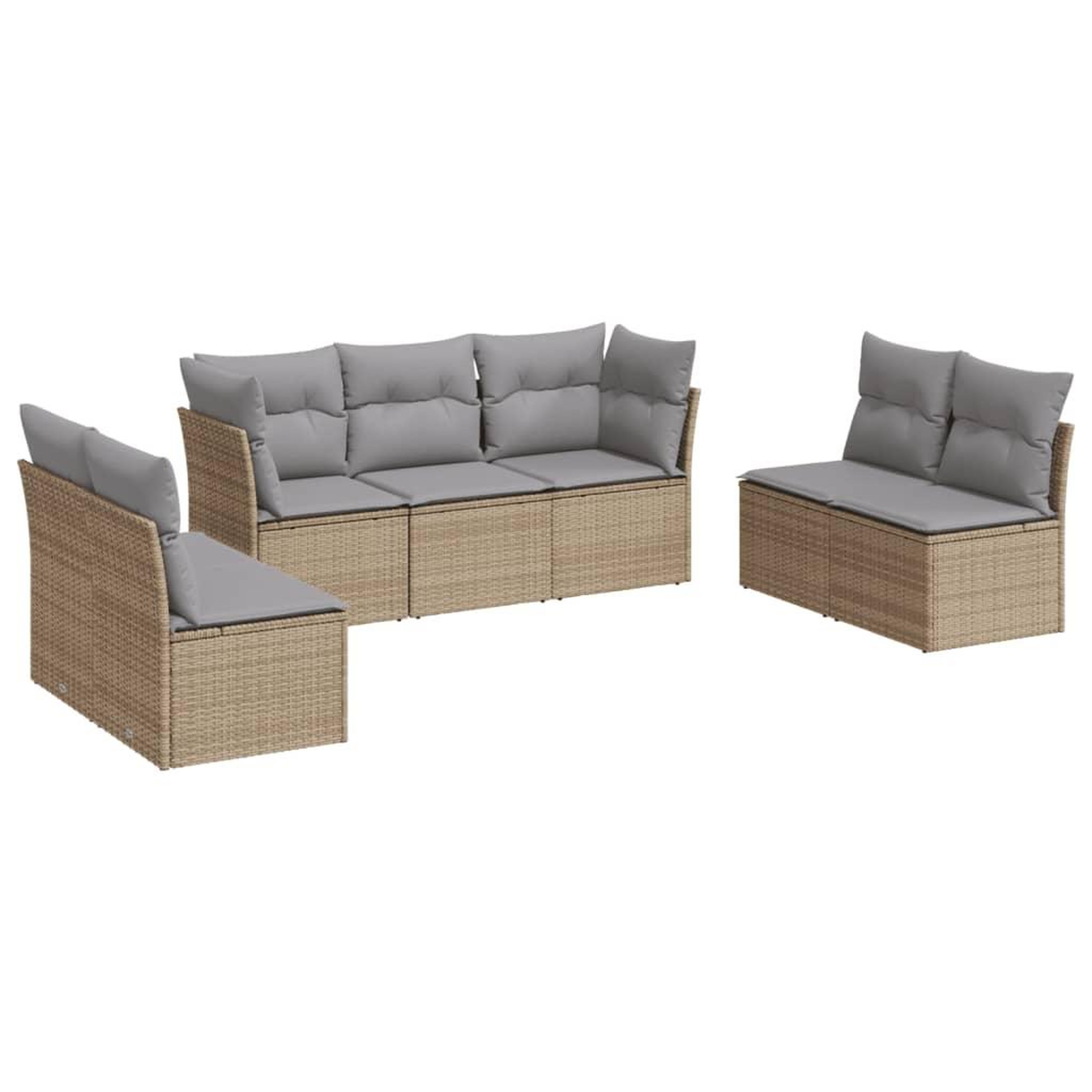 Voir la diapositive 2 : VIDAXL Salon de jardin avec coussins 7 pcs beige resine tressee