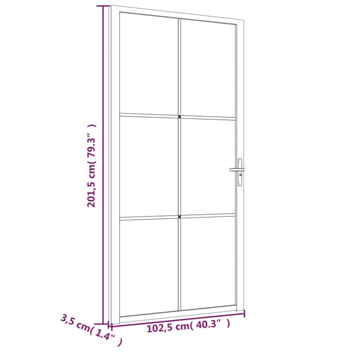 VIDAXL Porte interieure 102,5x201,5 cm Noir Verre mat et aluminium
