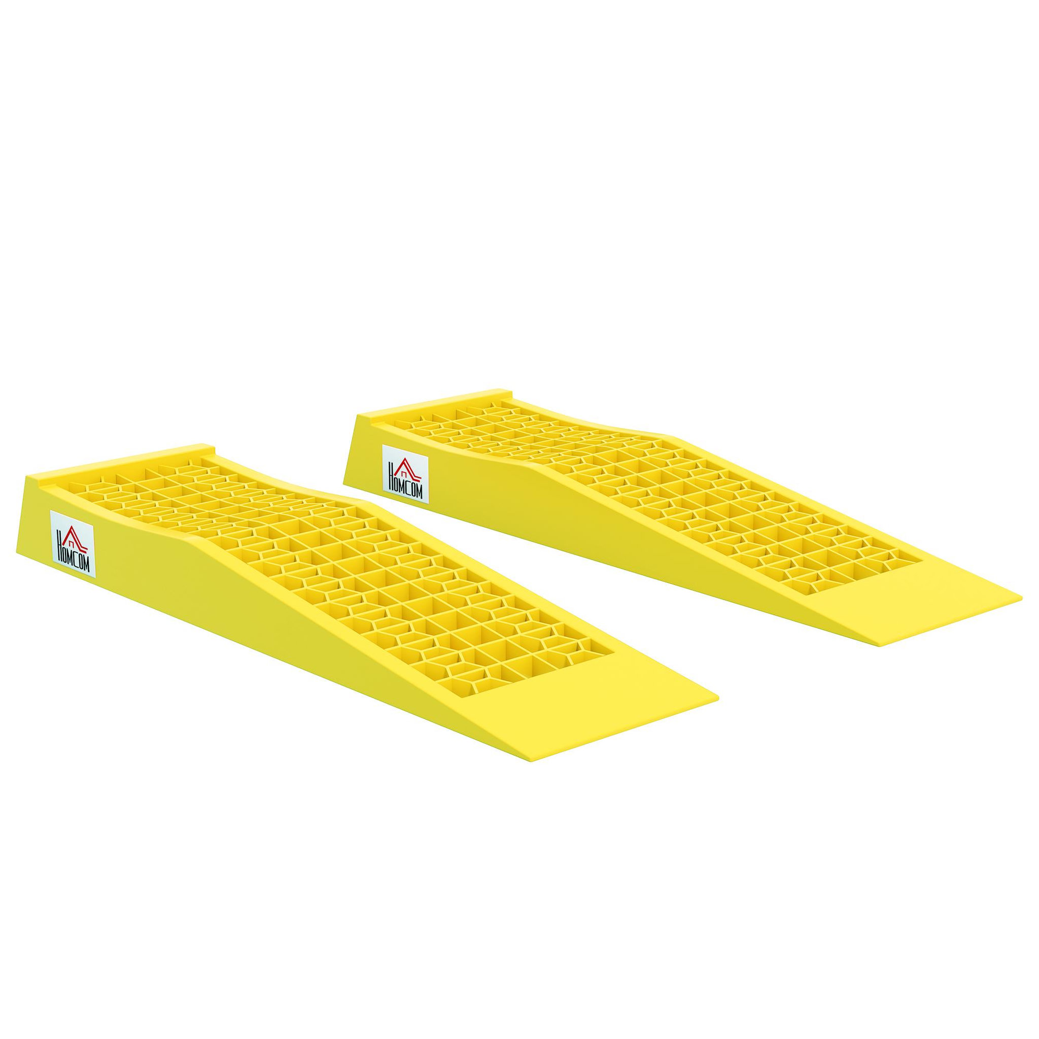 HOMCOM Ensemble de 2 rampes de levage voiture caravane camping-car véhicule utilitaire 30T max. jaune