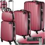 Voir la diapositive 1 : tectake Set de valises trolley rigides 4 pièces, 3 trolleys et une trousse de beauté en plastique ABS robuste rouge bordeaux