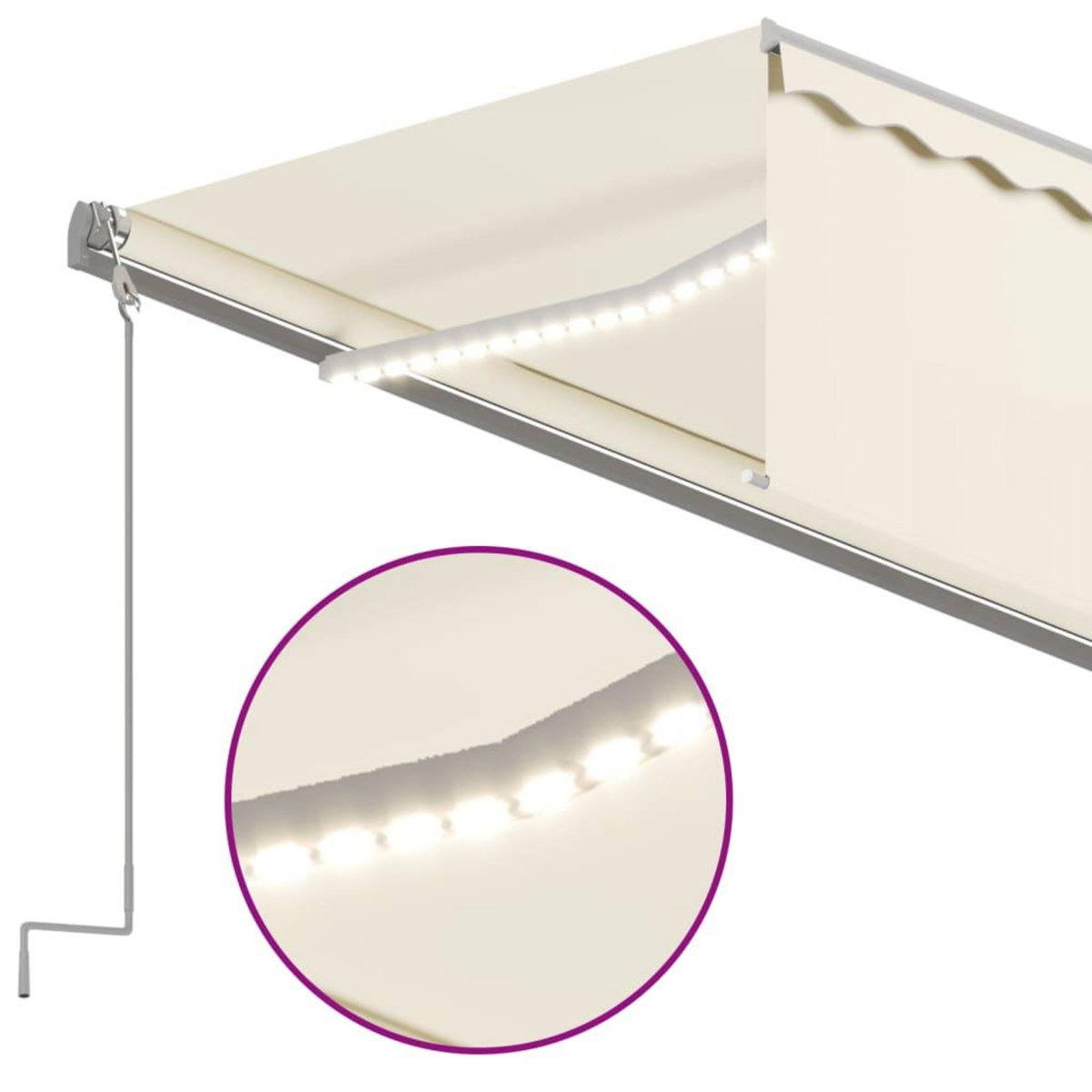 VIDAXL Auvent automatique store capteur de vent et LED 5x3 m Creme