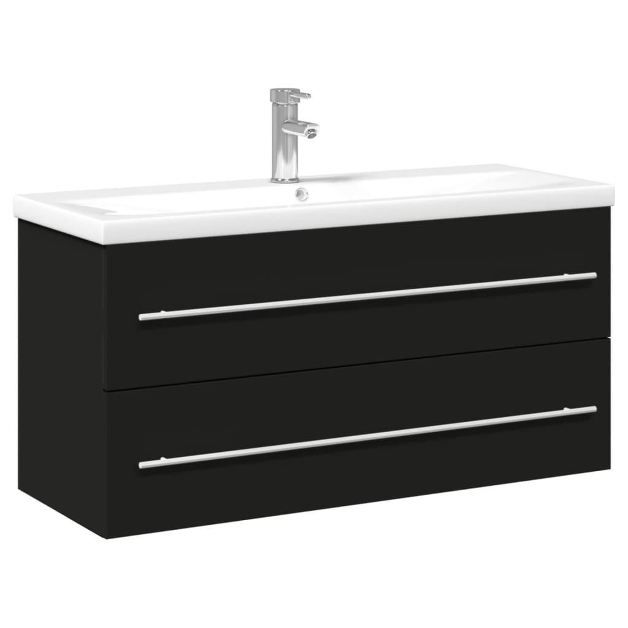 Voir la diapositive 2 : VIDAXL Armoire lavabo de salle de bain avec bassin integre noir