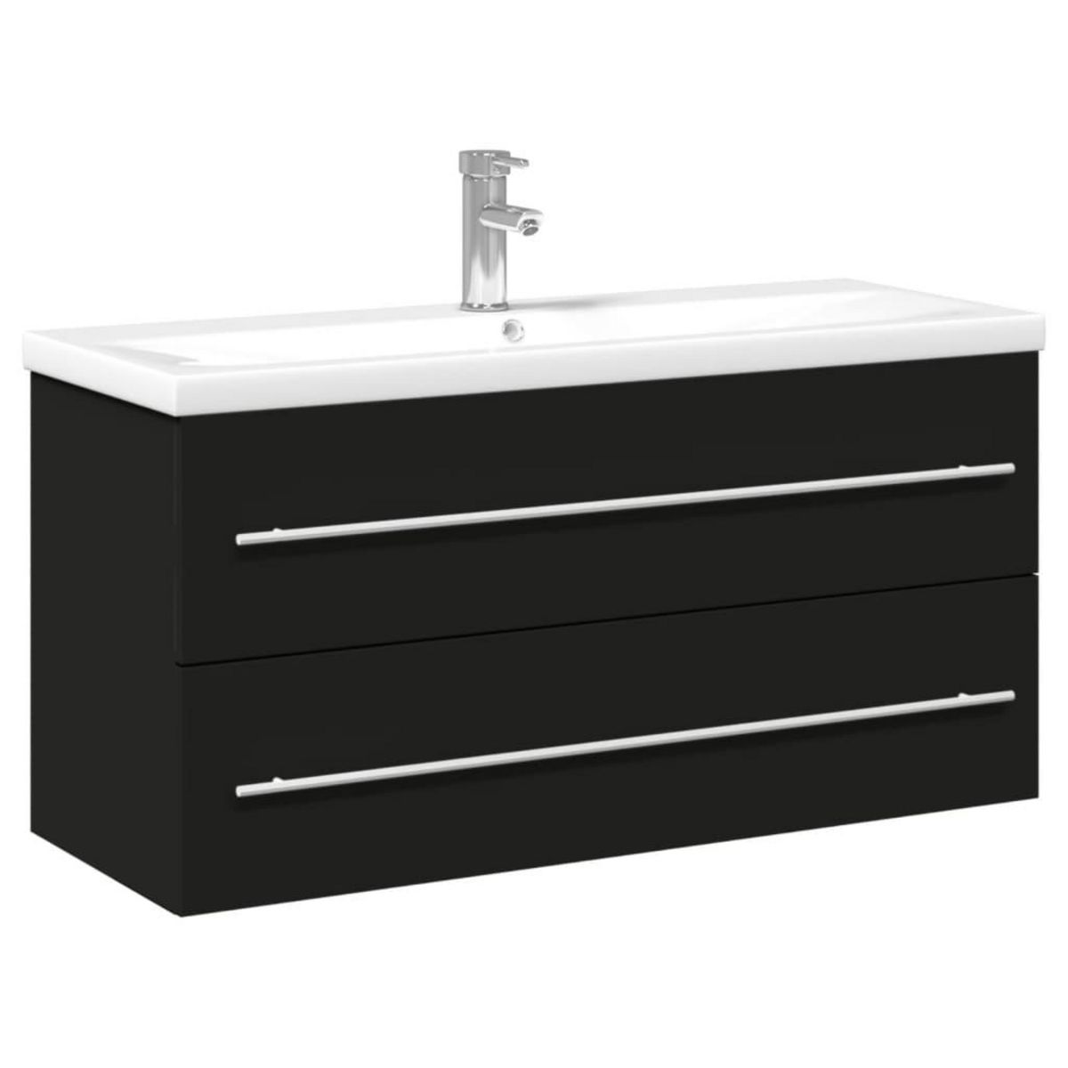VIDAXL Armoire lavabo de salle de bain avec bassin integre noir