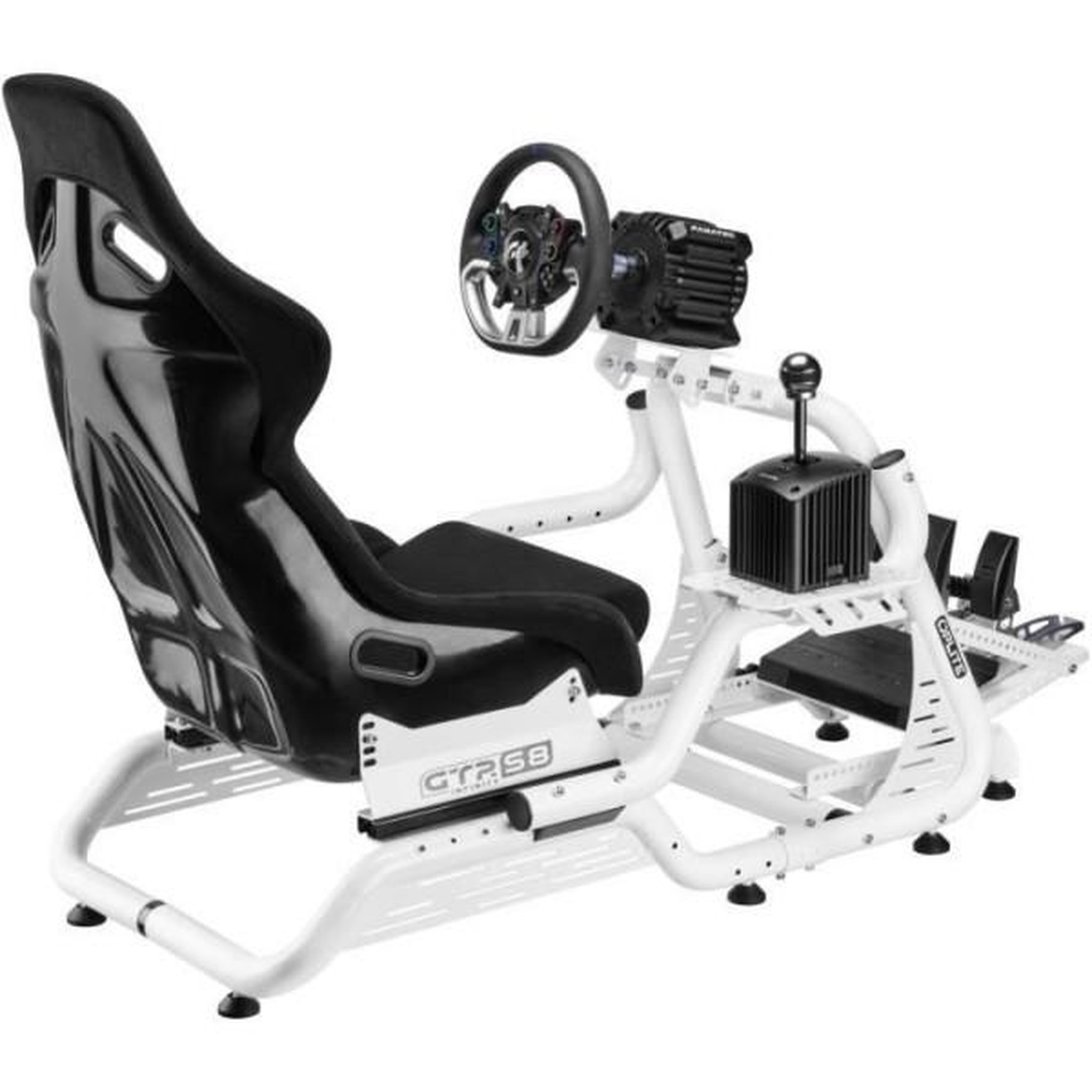 Voir la diapositive 5 : OPLITE Cockpit de simulation - OPLITE - GTR S8 Infinity Force - Acier carbone - Blanc - Simracing haute performance