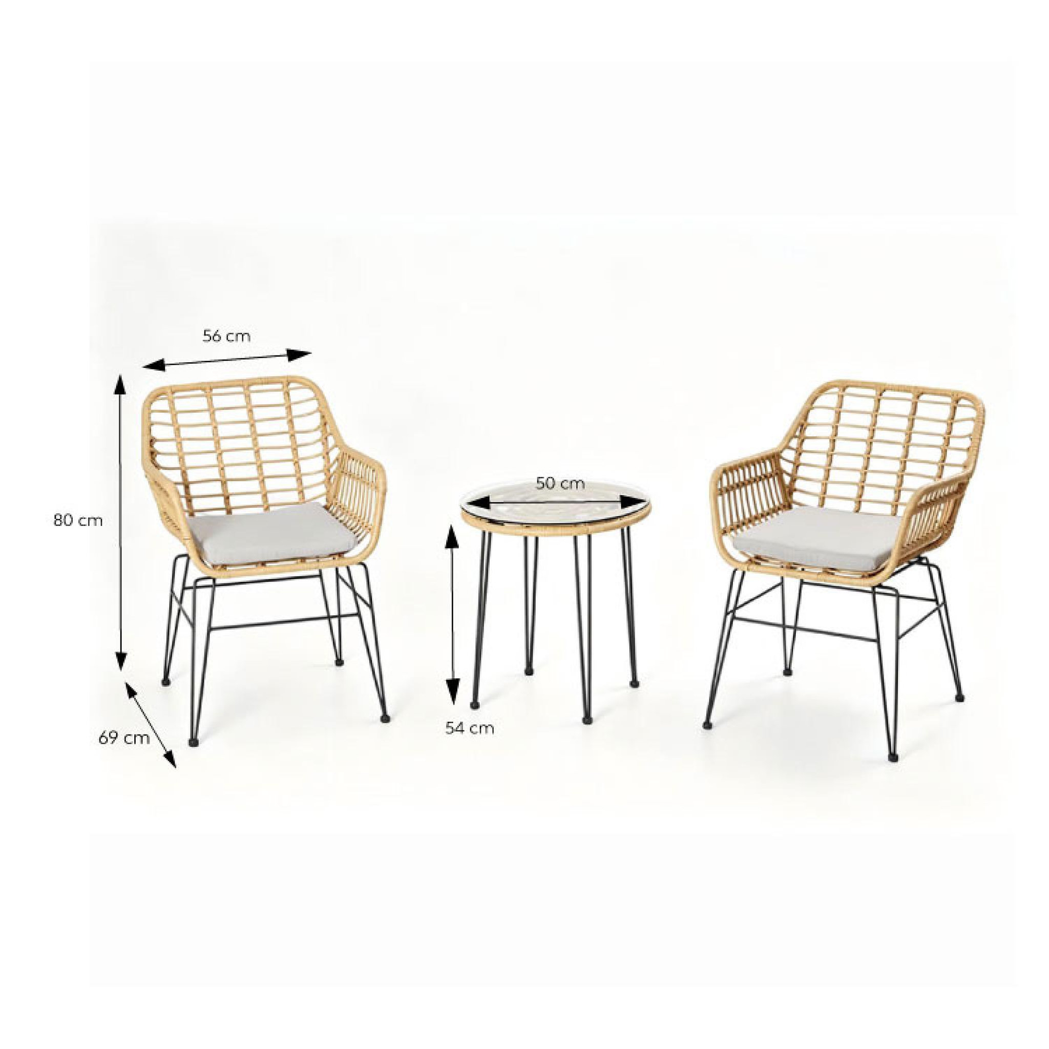Voir la diapositive 3 : CONCEPT USINE Ensemble de jardin 2 fauteuils et table basse effet rotin naturel galicia