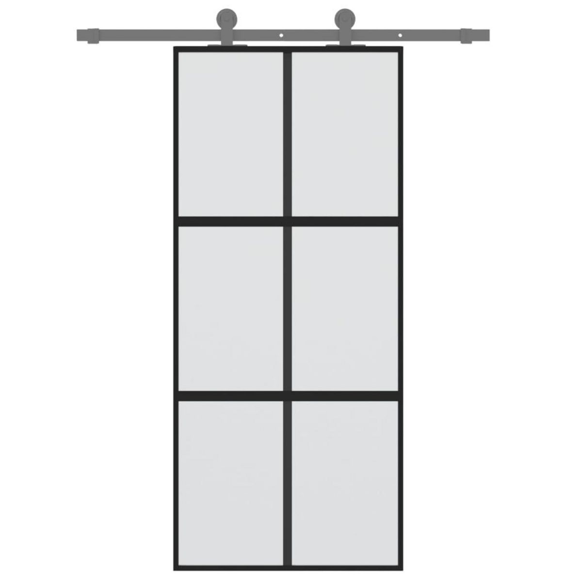 VIDAXL Porte coulissante noir 90x205 cm verre trempe aluminium