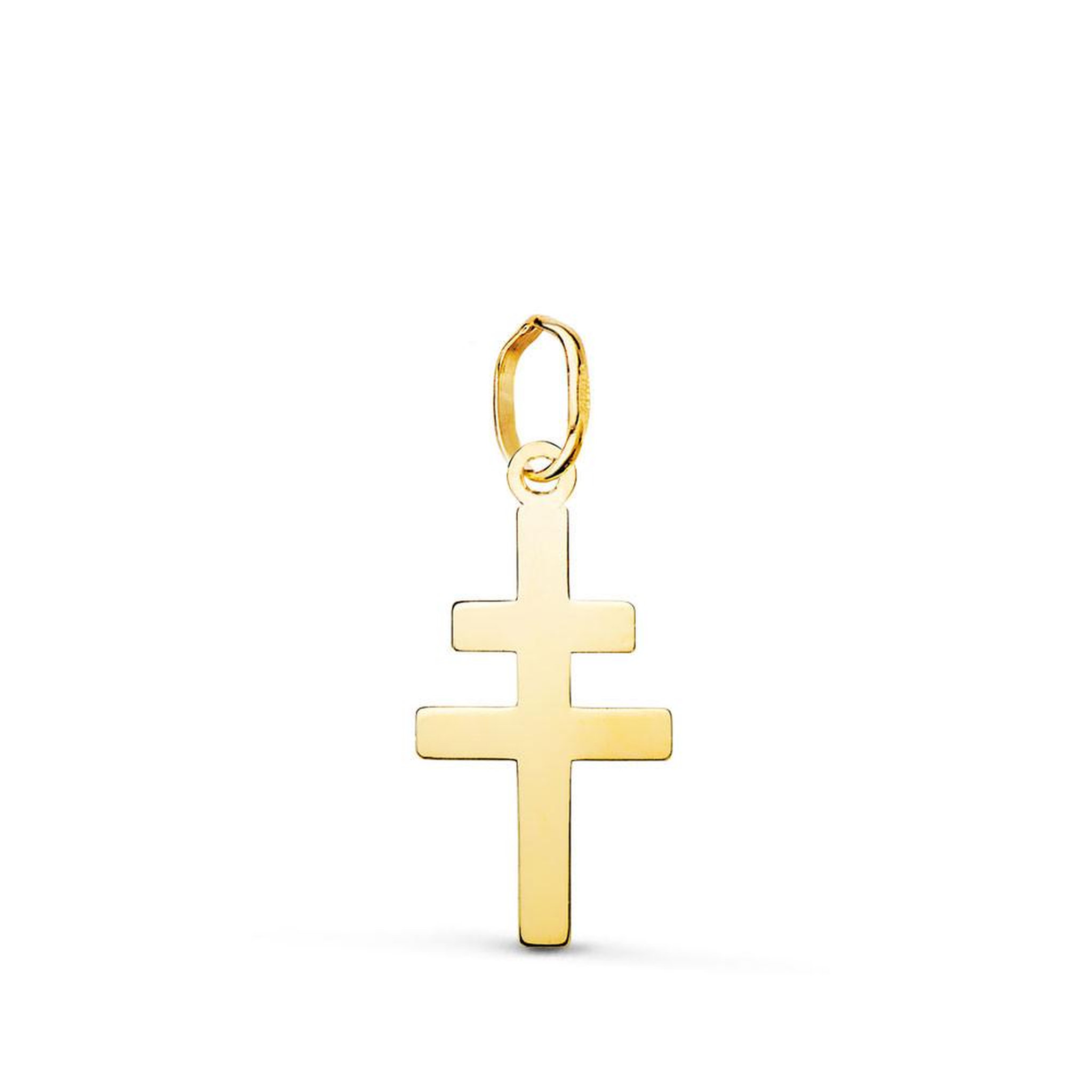 L'ATELIER D'AZUR Pendentif Médaille Or 18 Carats 750 Jaune - Croix de Lorraine - Chaine Offerte - Petite