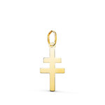 L'ATELIER D'AZUR Pendentif Médaille Or 18 Carats 750 Jaune - Croix de Lorraine - Chaine Offerte - Petite