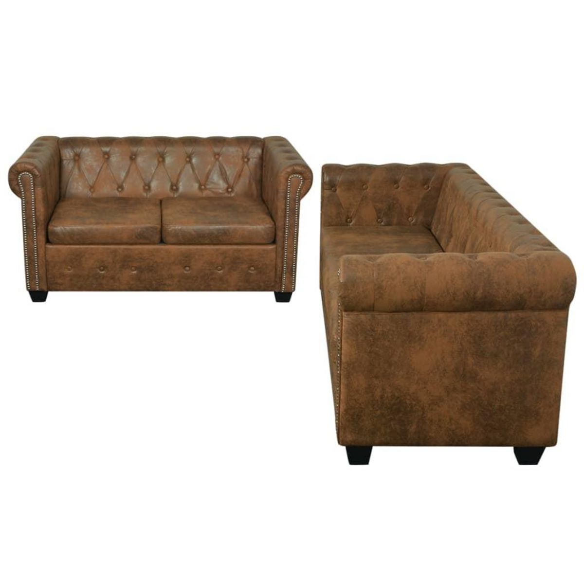 VIDAXL Ensemble de canape Chesterfield a 2 et 3 places marron