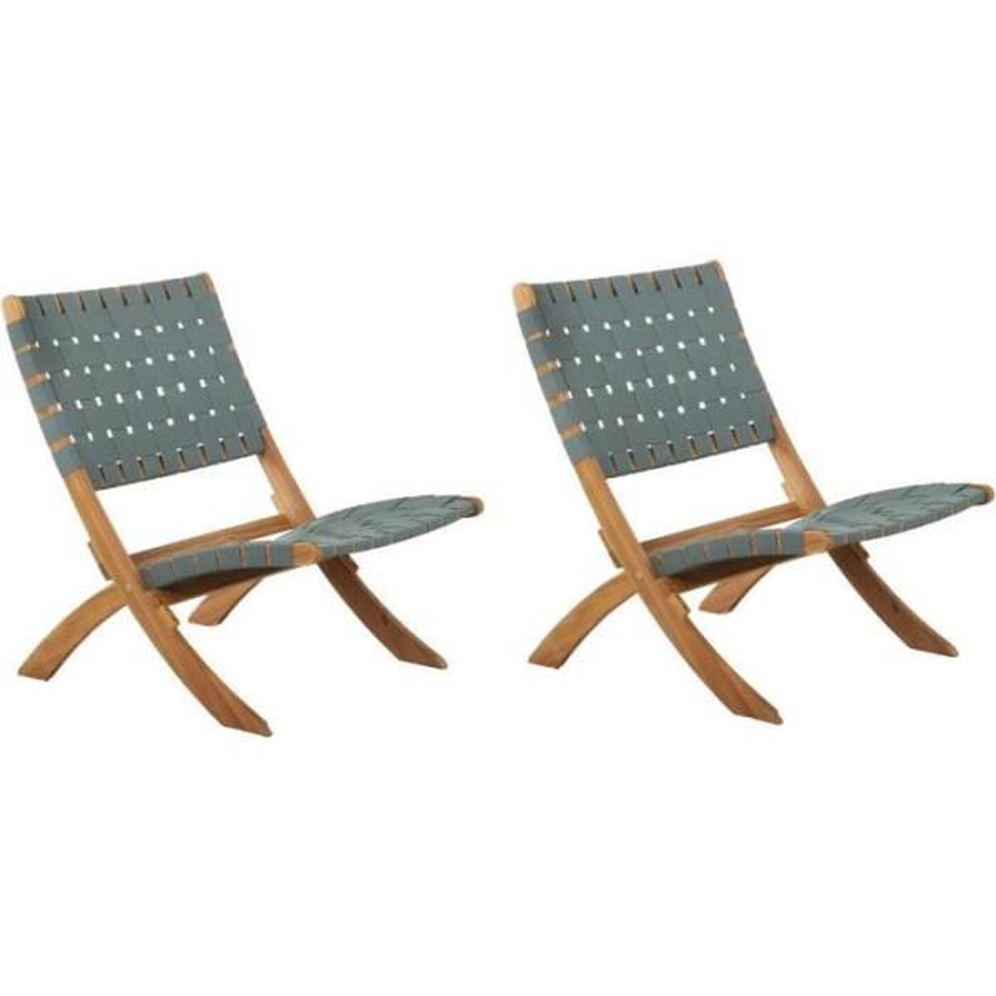Voir la diapositive 1 : BEAU RIVAGE Lot de 2 fauteuils de jardin VERONE en bois d'acacia FSC et corde - coloris vert