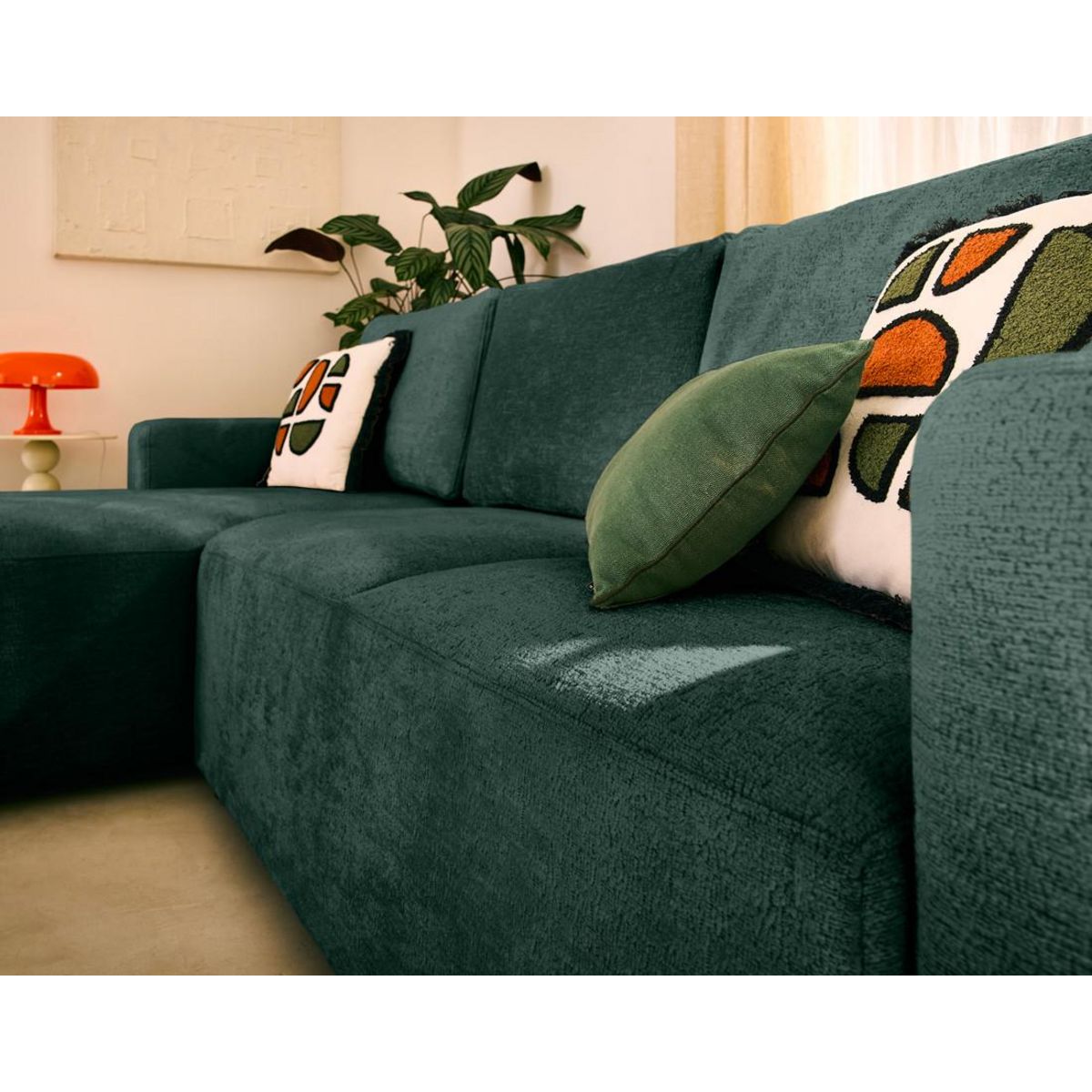 LISA DESIGN Livy - canapé d'angle réversible 4 places convertible avec coffre en velours texturé