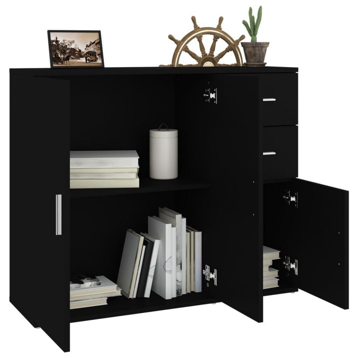 VIDAXL Buffet Noir 91x29,5x75 cm Bois d'ingenierie