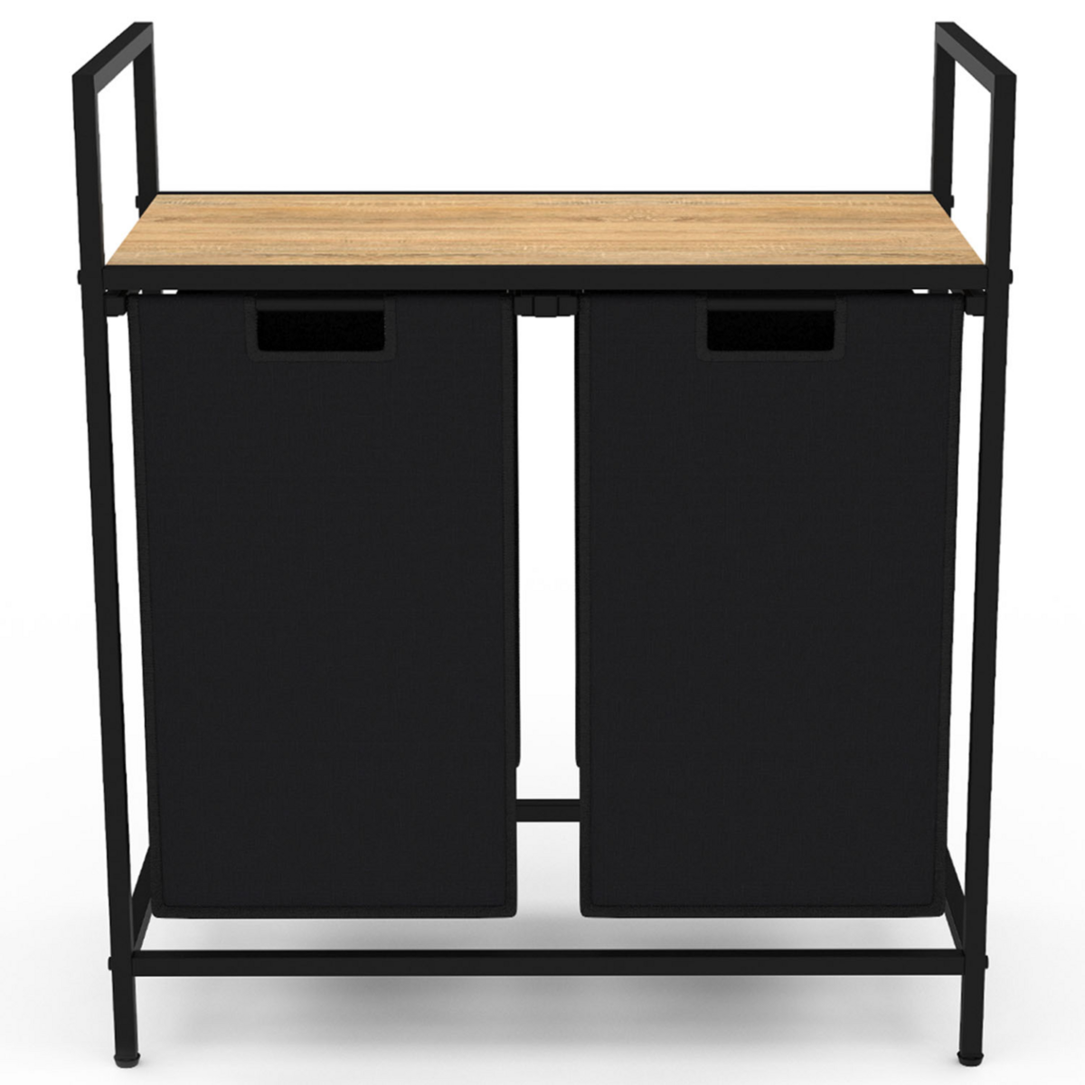 ID MARKET Panier à linge 2 bacs DETROIT tissu noir design industriel