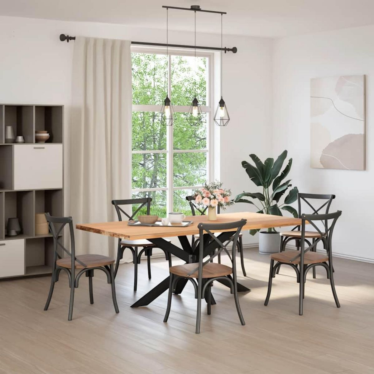 VIDAXL Pied de table a manger forme d'araignee noir 150x78x(72-73) cm