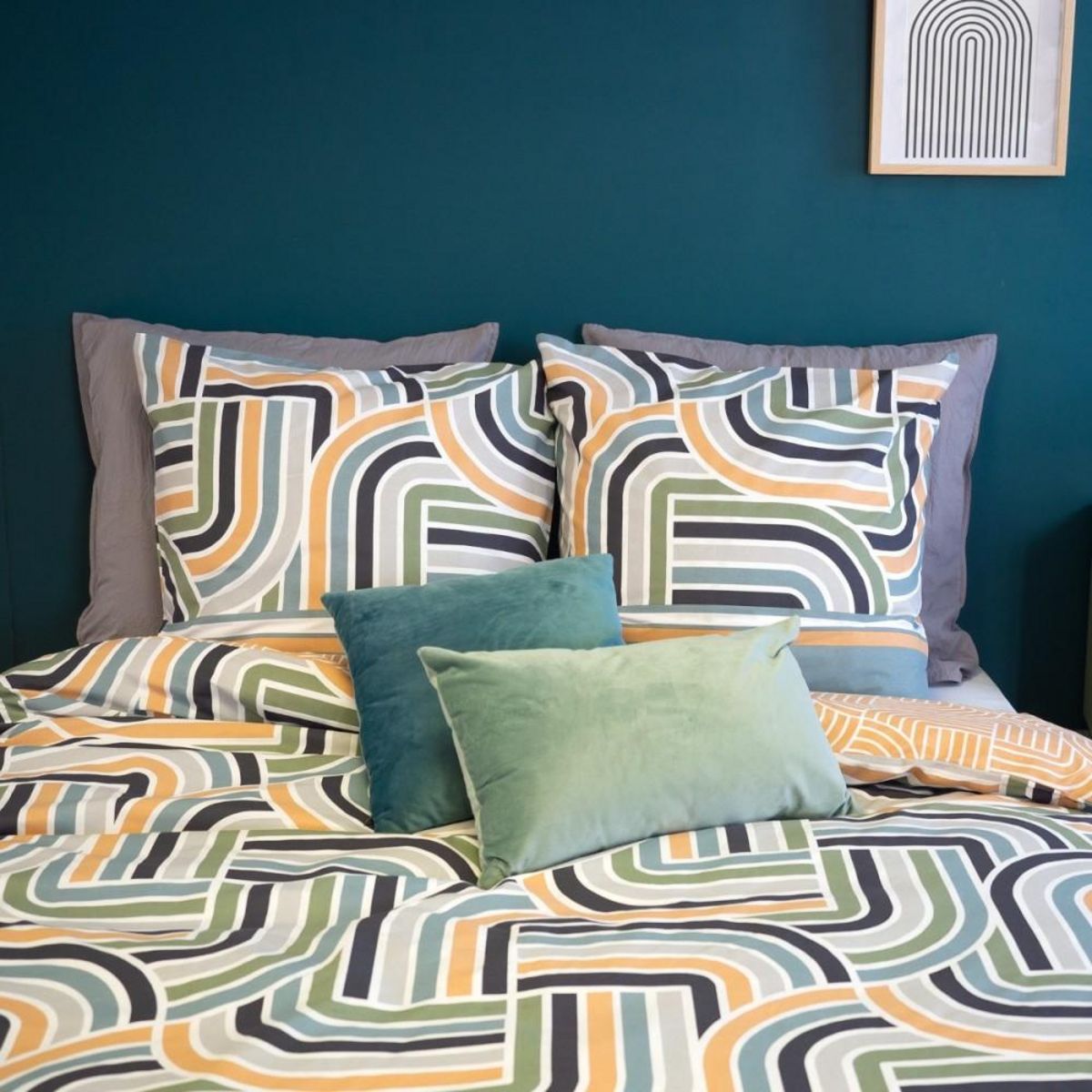 COTE DECO Housse de couette 240x220 + 2 taies LOUTE 100% Coton 57 fils