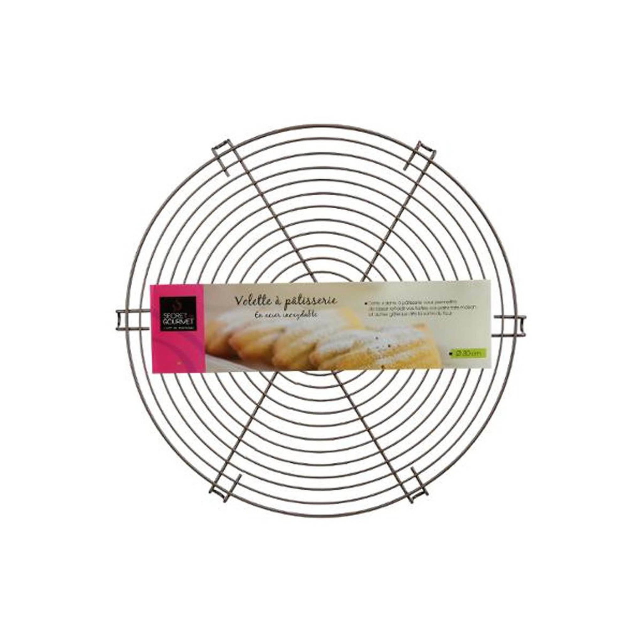 Voir la diapositive 2 : FIVE Volette à pâtisserie ronde métal  gourmand' 30cm taupe