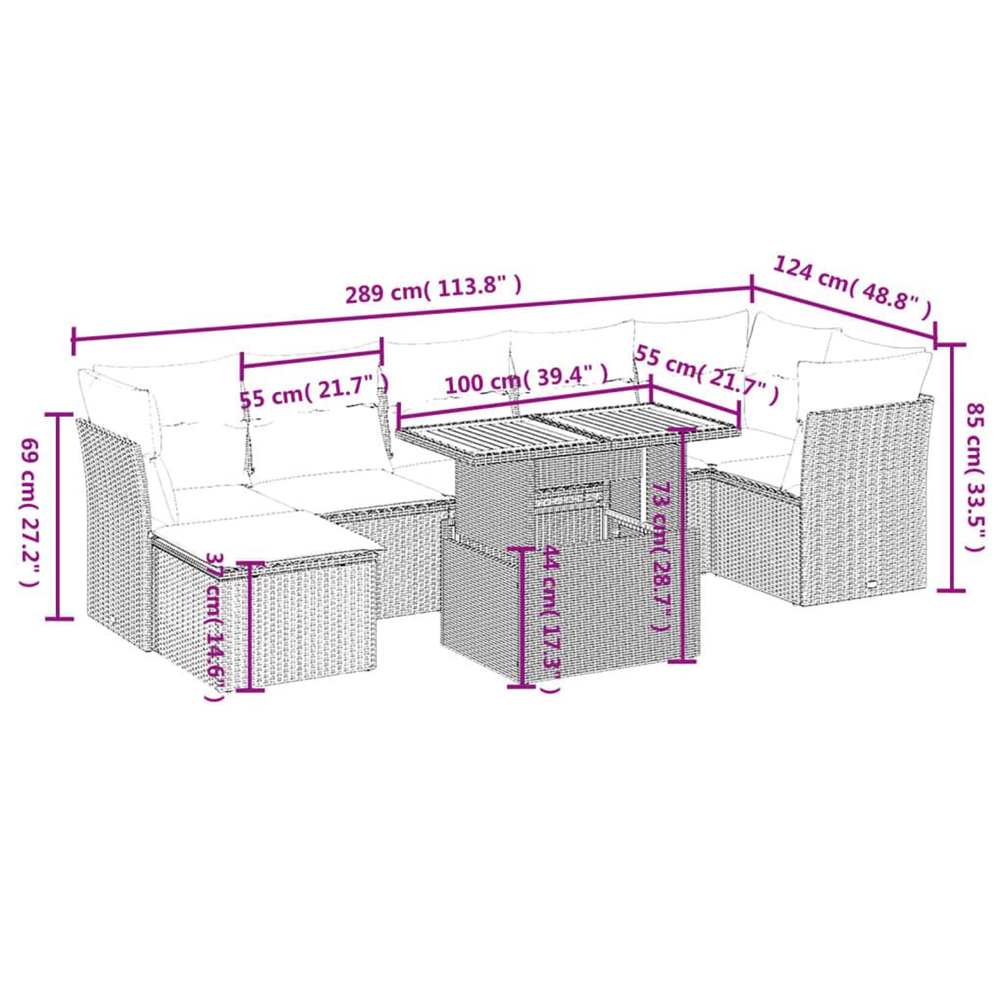 Voir la diapositive 4 : VIDAXL Salon de jardin avec coussins 8 pcs beige resine tressee