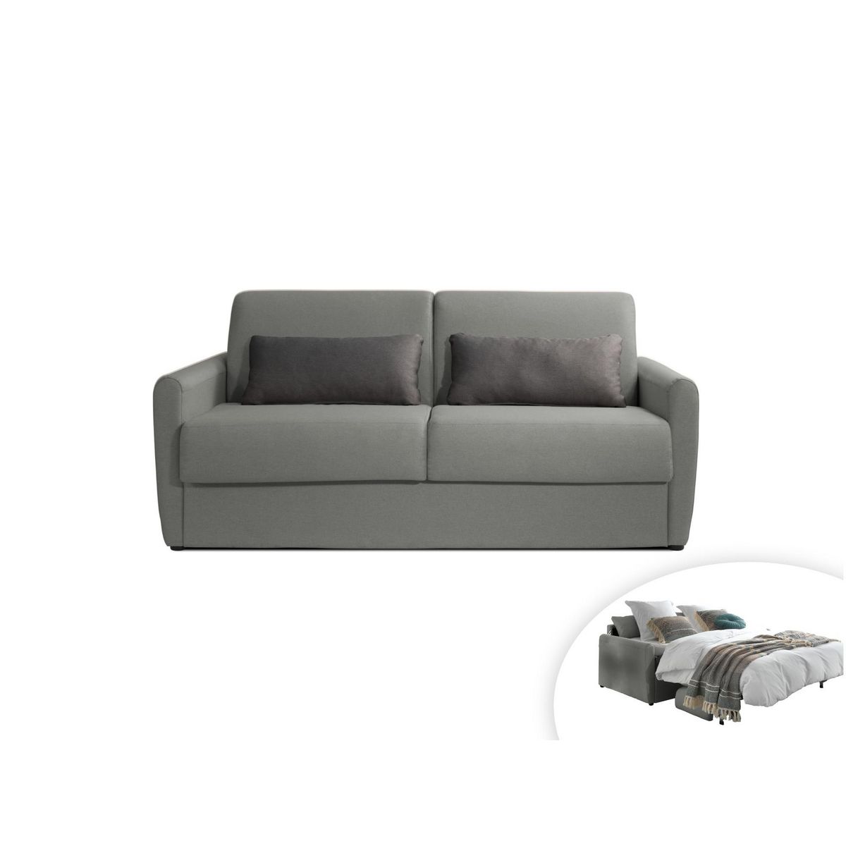 LISA DESIGN Ari - canapé 3 places convertible express couchage quotidien 140 cm matelas 12 cm en tissu