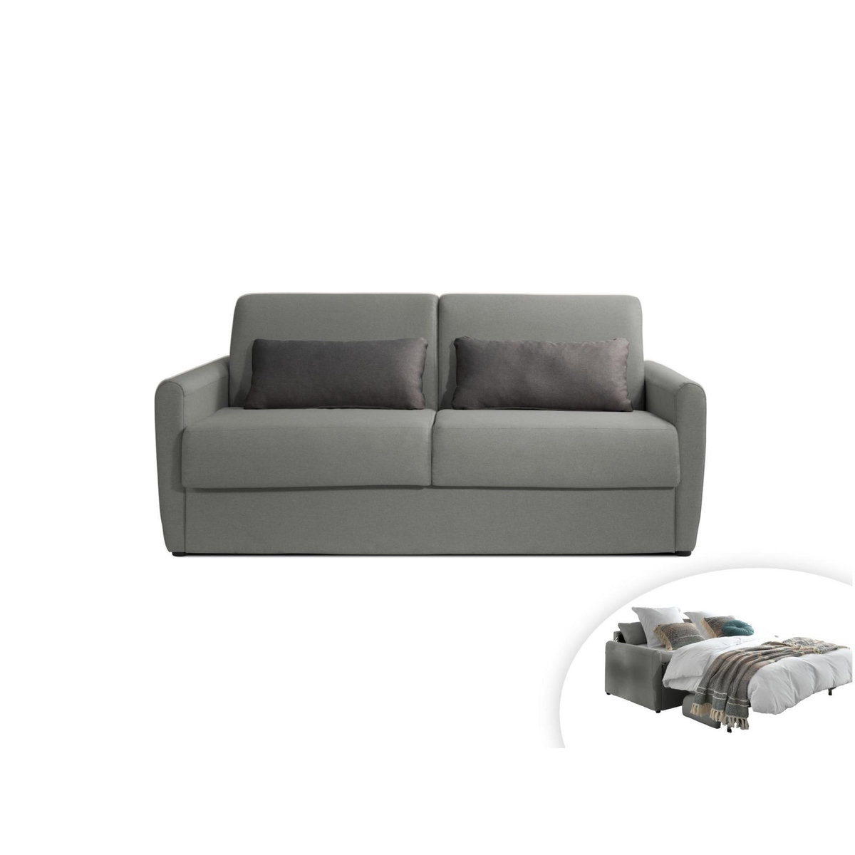 LISA DESIGN Ari - canapé 3 places convertible express couchage quotidien 140 cm matelas 12 cm en tissu