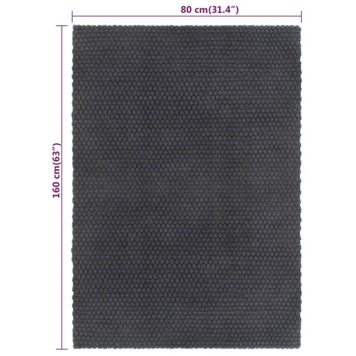 VIDAXL Tapis rectangulaire Anthracite 80x160 cm Coton