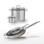 ELO Lot de 2 Poêles 32/24cm et 2 Faitouts 26/16cm Elo Relief Solution