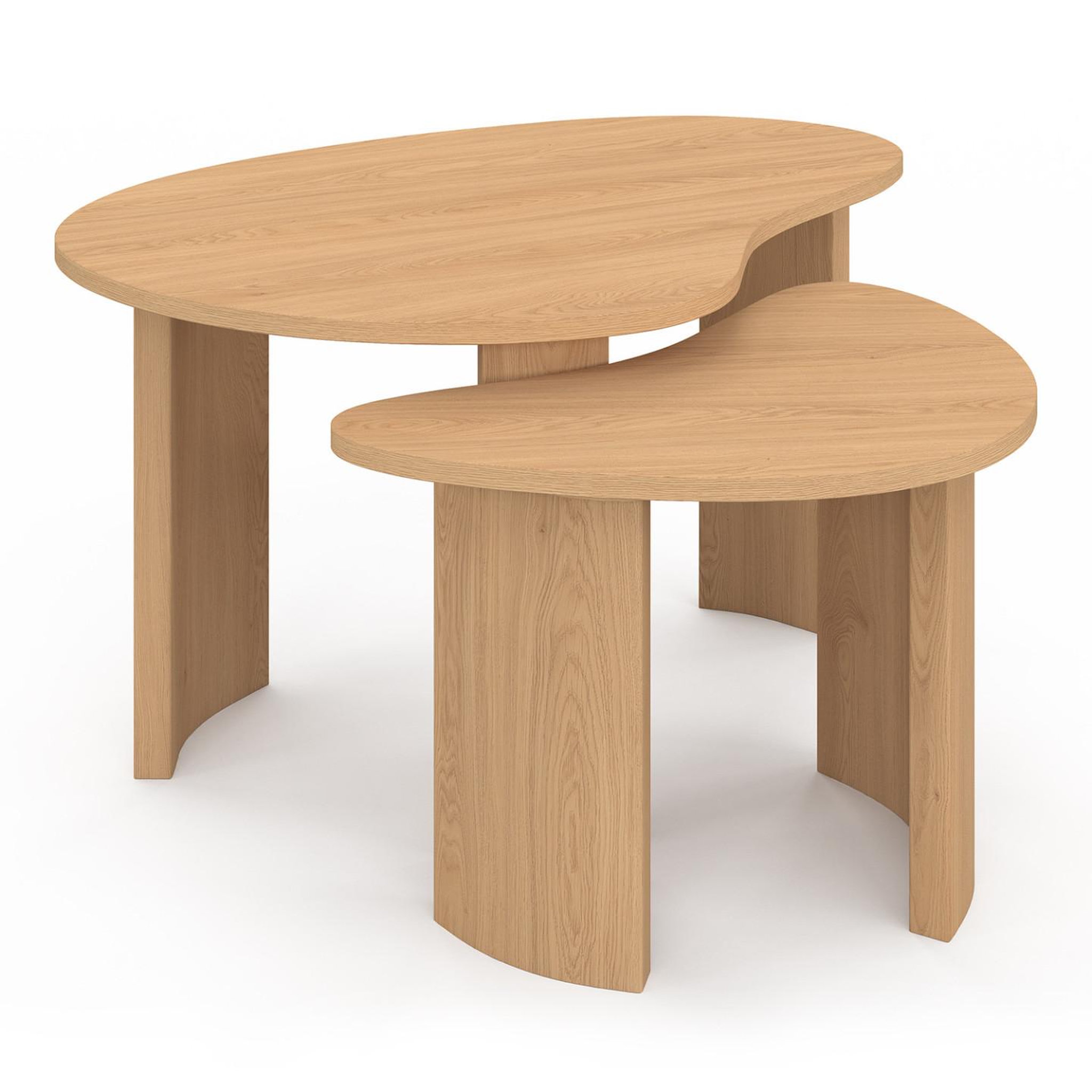 Voir la diapositive 6 : ID MARKET Lot de 2 tables basses gigognes coline 70/50 bois façon hêtre