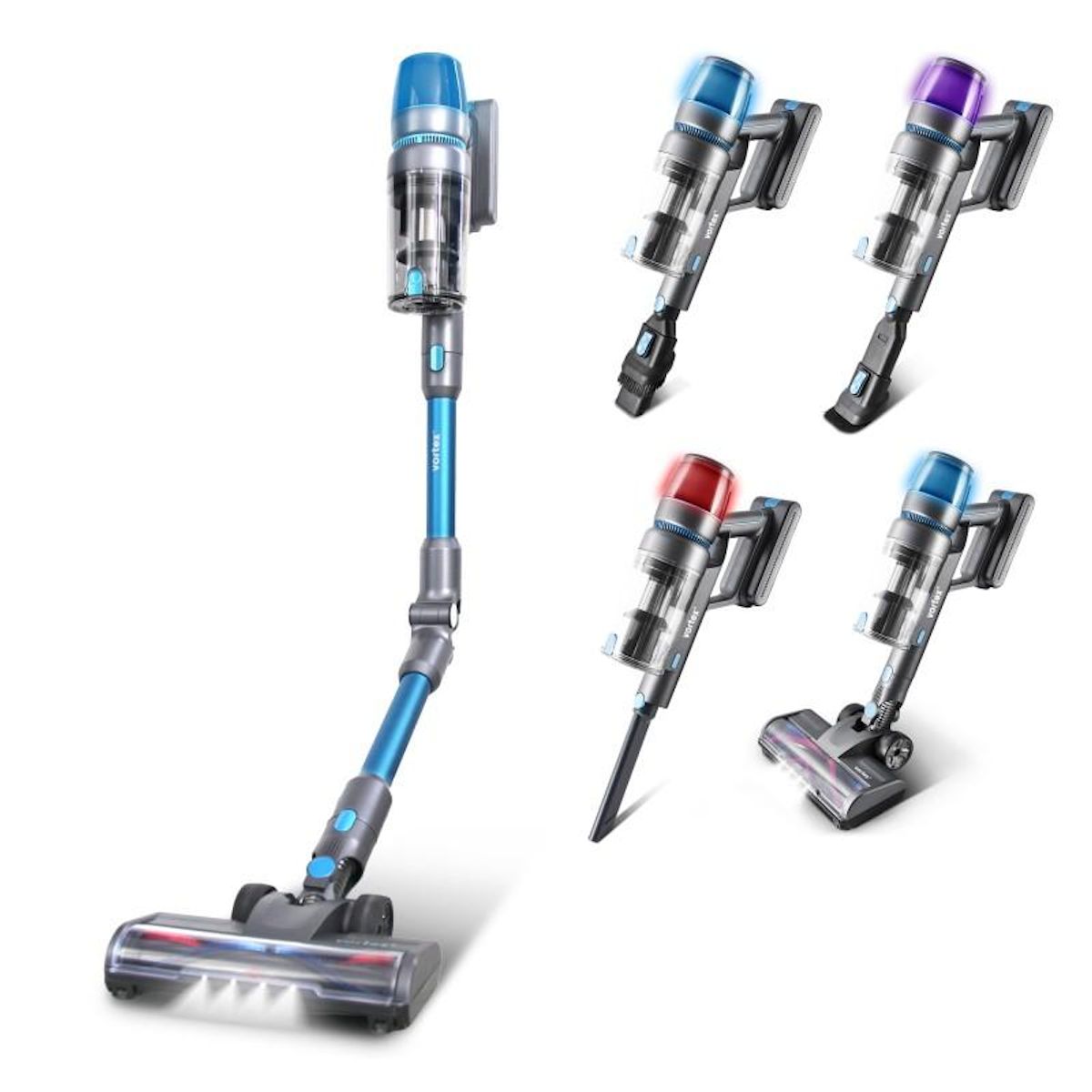VORTEX Aspirateur Balai Sans Fil Tube Pliable Bleu Et Gris 450w F45p Vortex